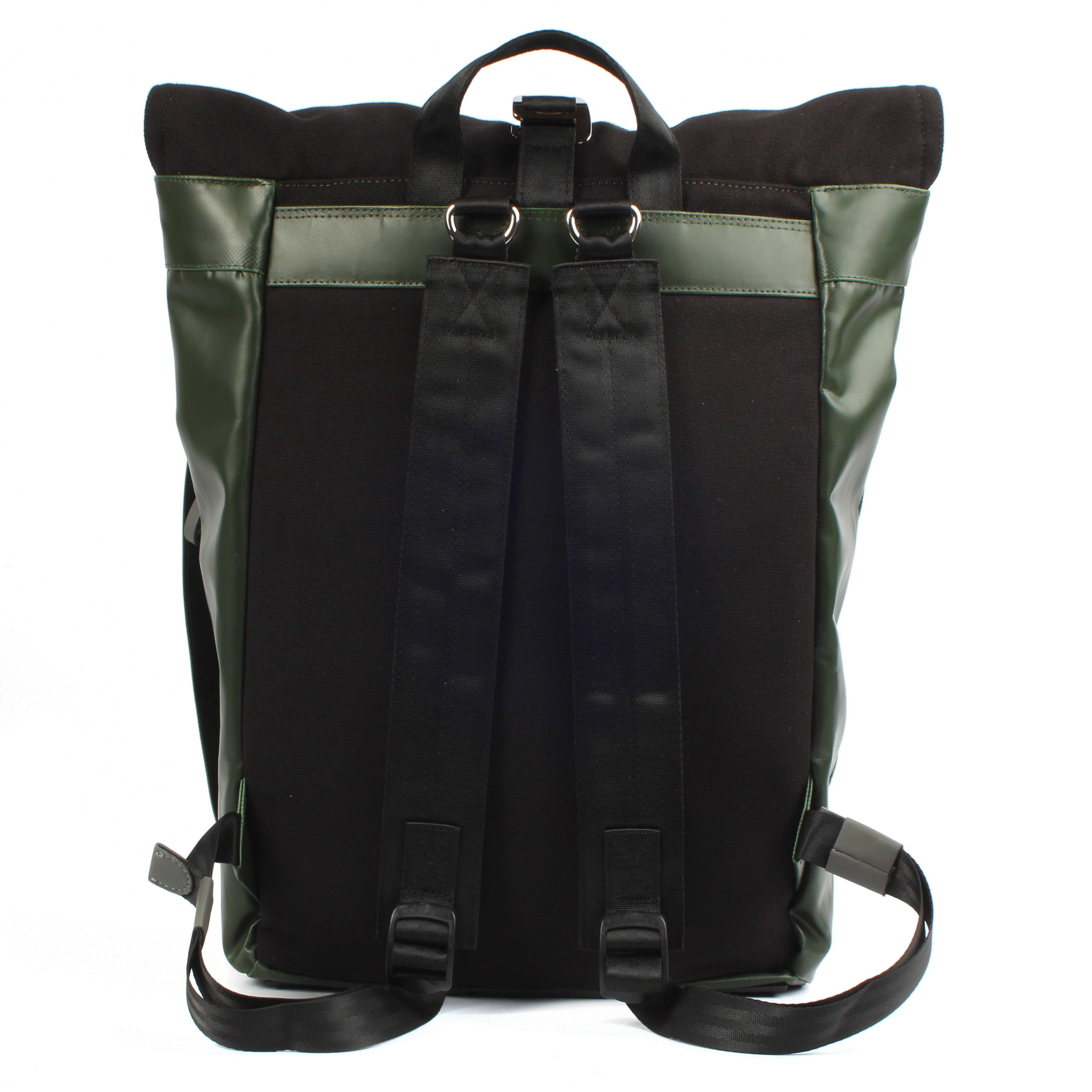 7clouds Sowe 7.4 junglegreen-black-nachhaltiger Fold-Top Laptoprucksack mit RPET Stoff-Rückseite