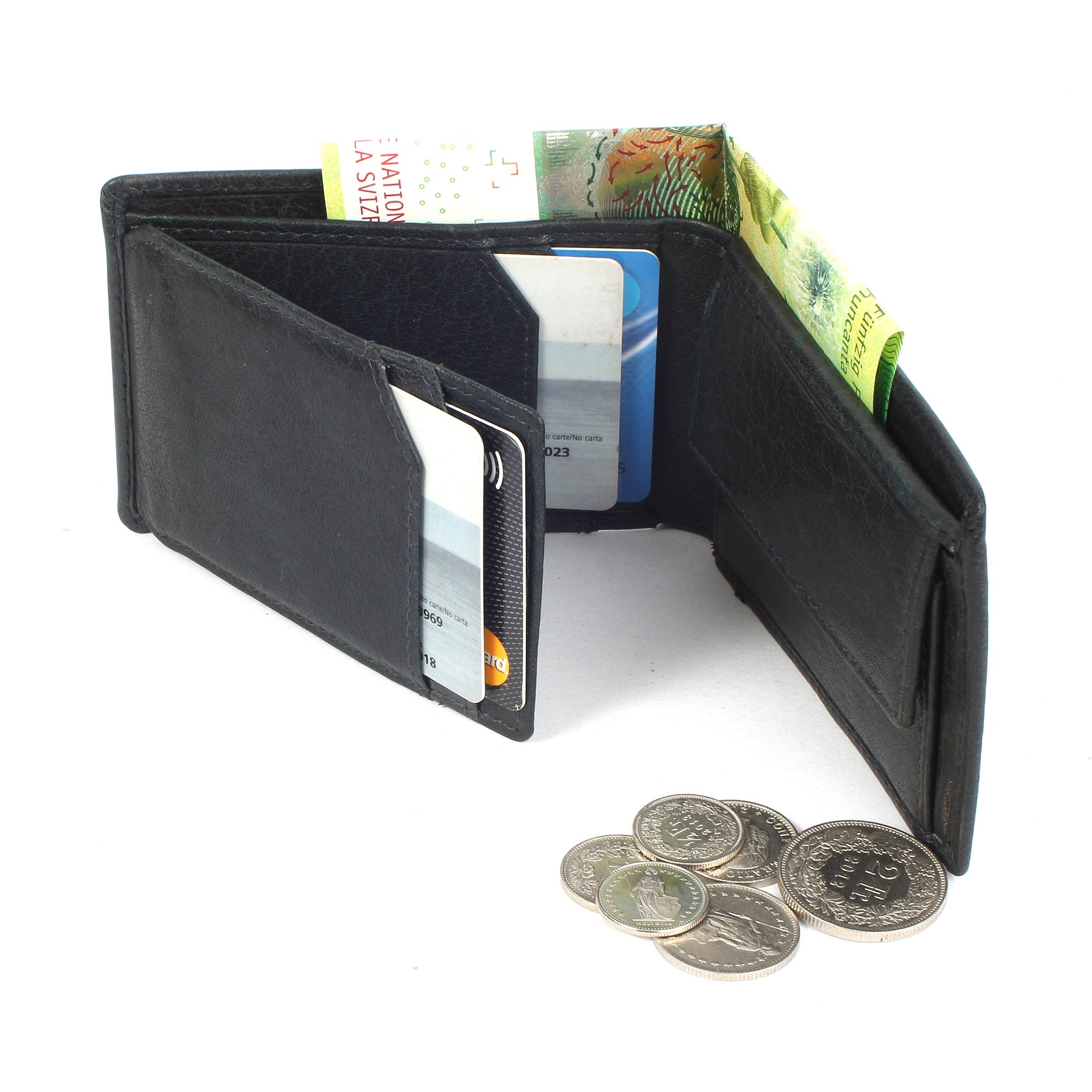 Margelisch Marcello 2 sustainable RFID leather wallet for men inside with bills creditcards and coins