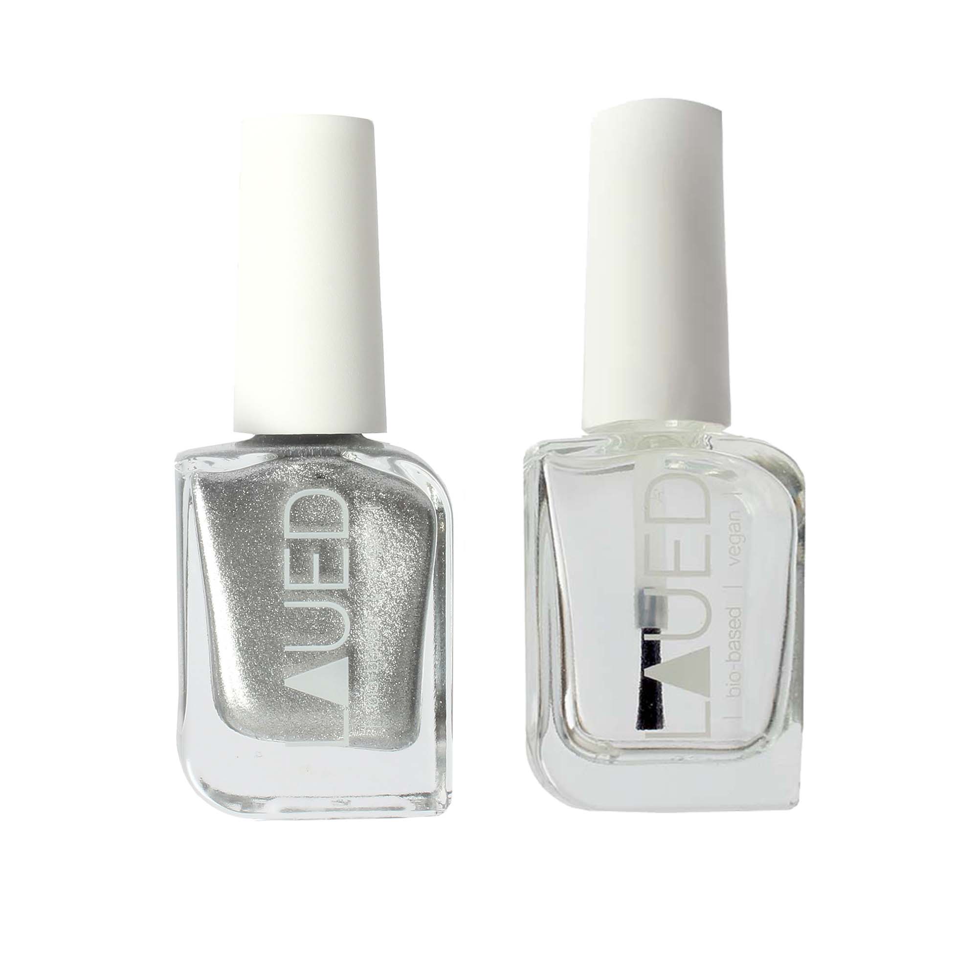 LAUED - Glam 01 - TopCoat 01 / Set 2 Laued nailpolish bio-based vegan set 2 silver top coat