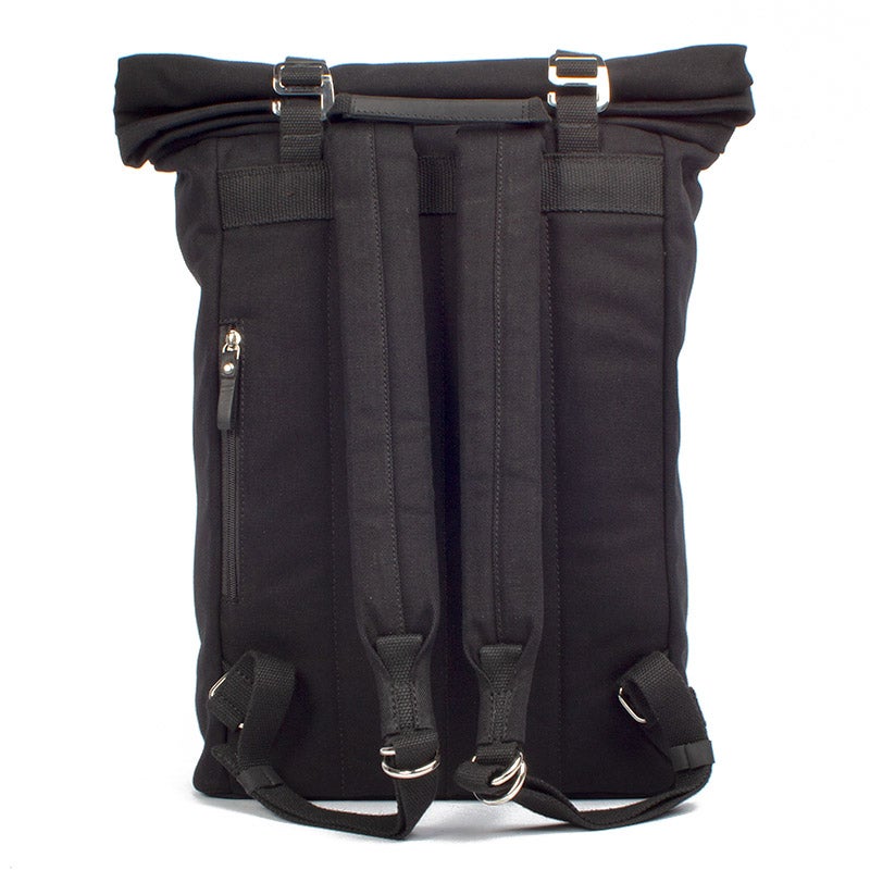 Margelisch Mevoc 1 Canvas schwarz nachhaltiger Rolltop Laptoprucksack