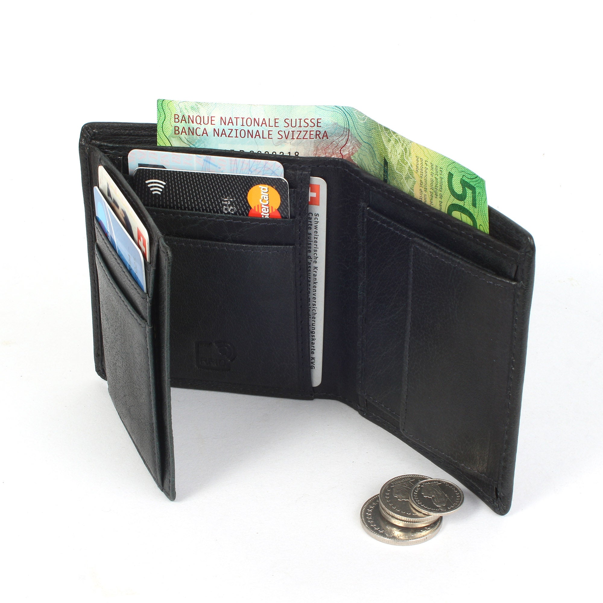 Margelisch Tokyo 2 sustainable RFID leather wallet for men inside bills coins and credit cards