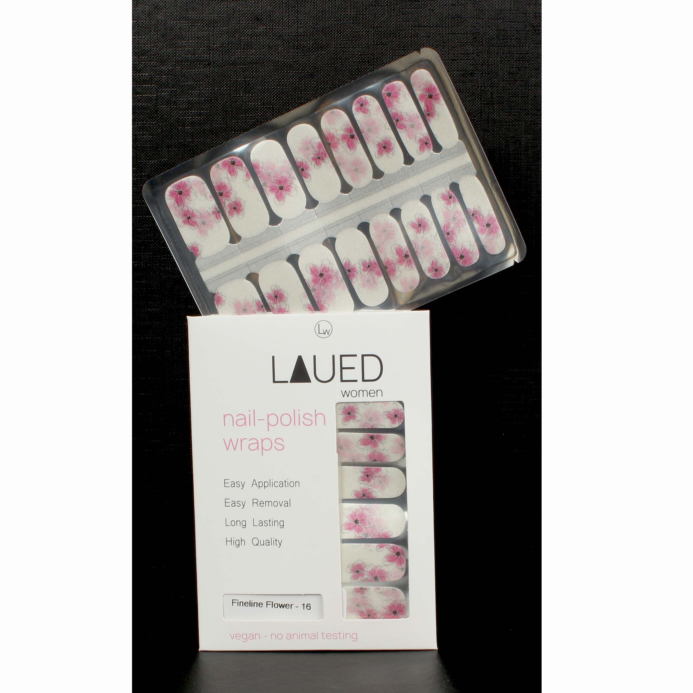 Laued nail wraps grafics fineline flower packaging