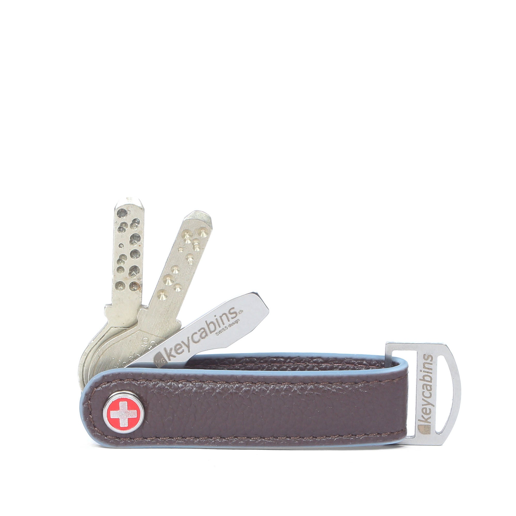 keycabins Leder-Loop S4 dark brown-sky blue