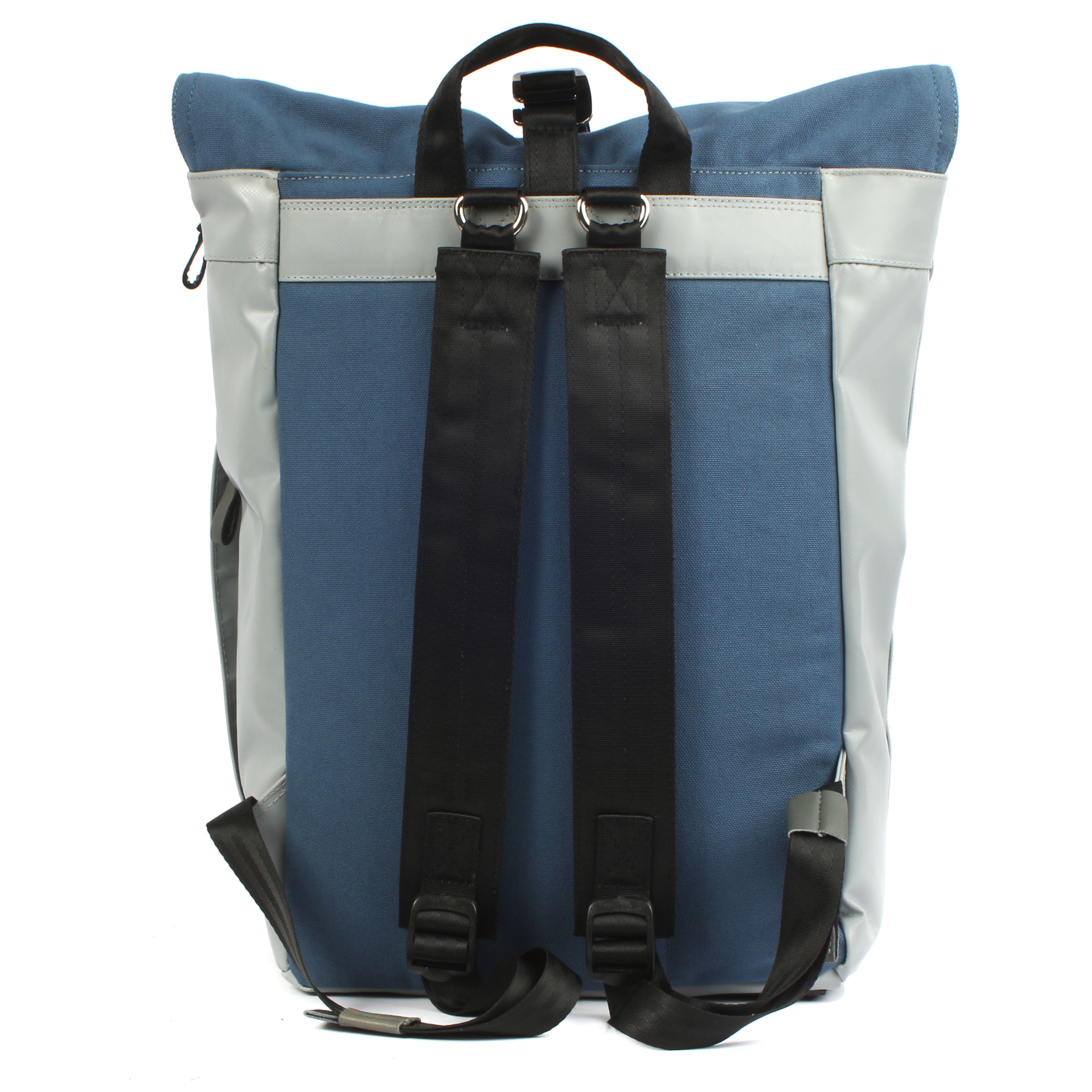 7clouds Sowe 7.4 grey-blue- nachhaltiger Fold-Top Laptop Stadtrucksack-Rückseite