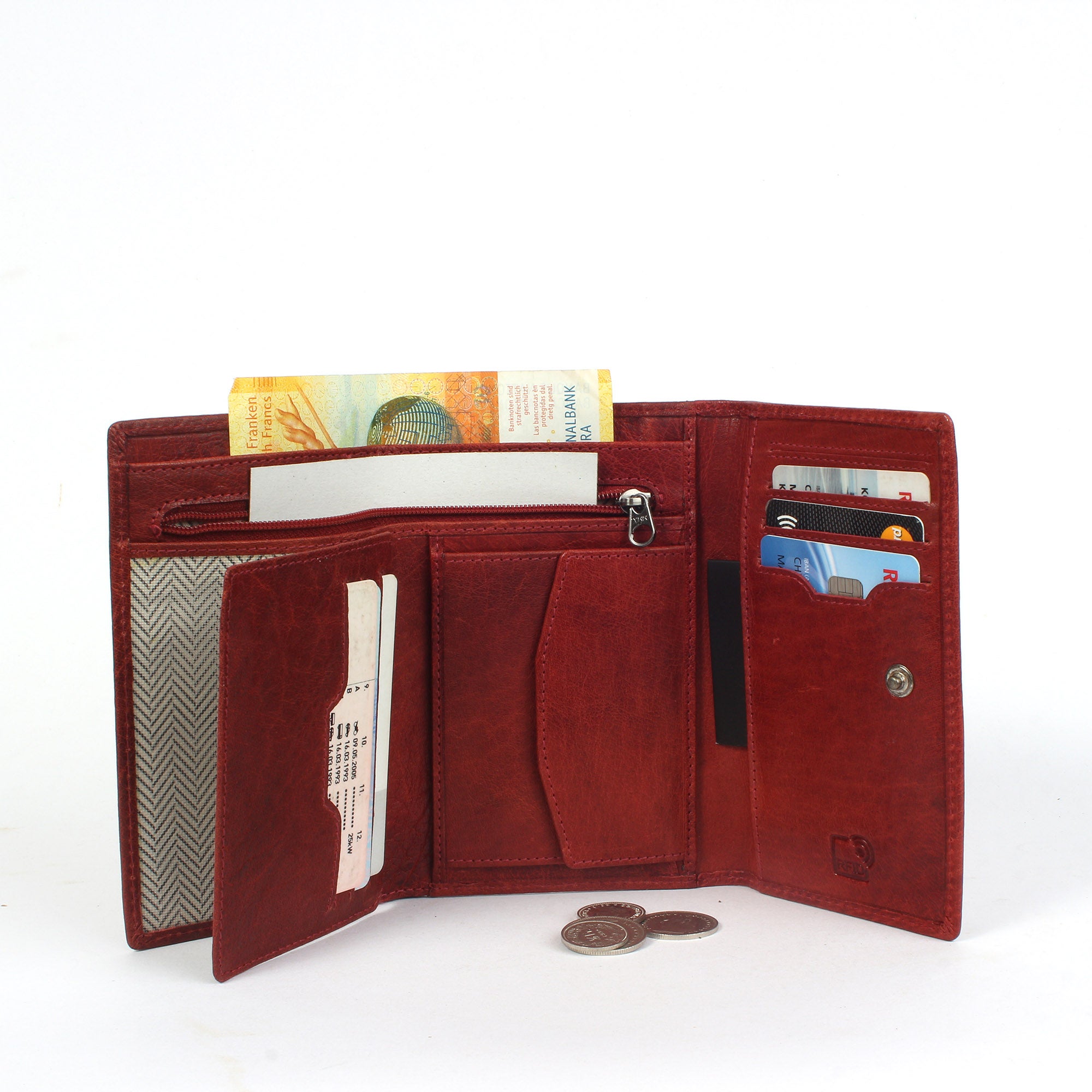 Margelisch Wien 1 nachhaltige RFID Damen-Lederbörse innen Kreditkarten und Banknoten