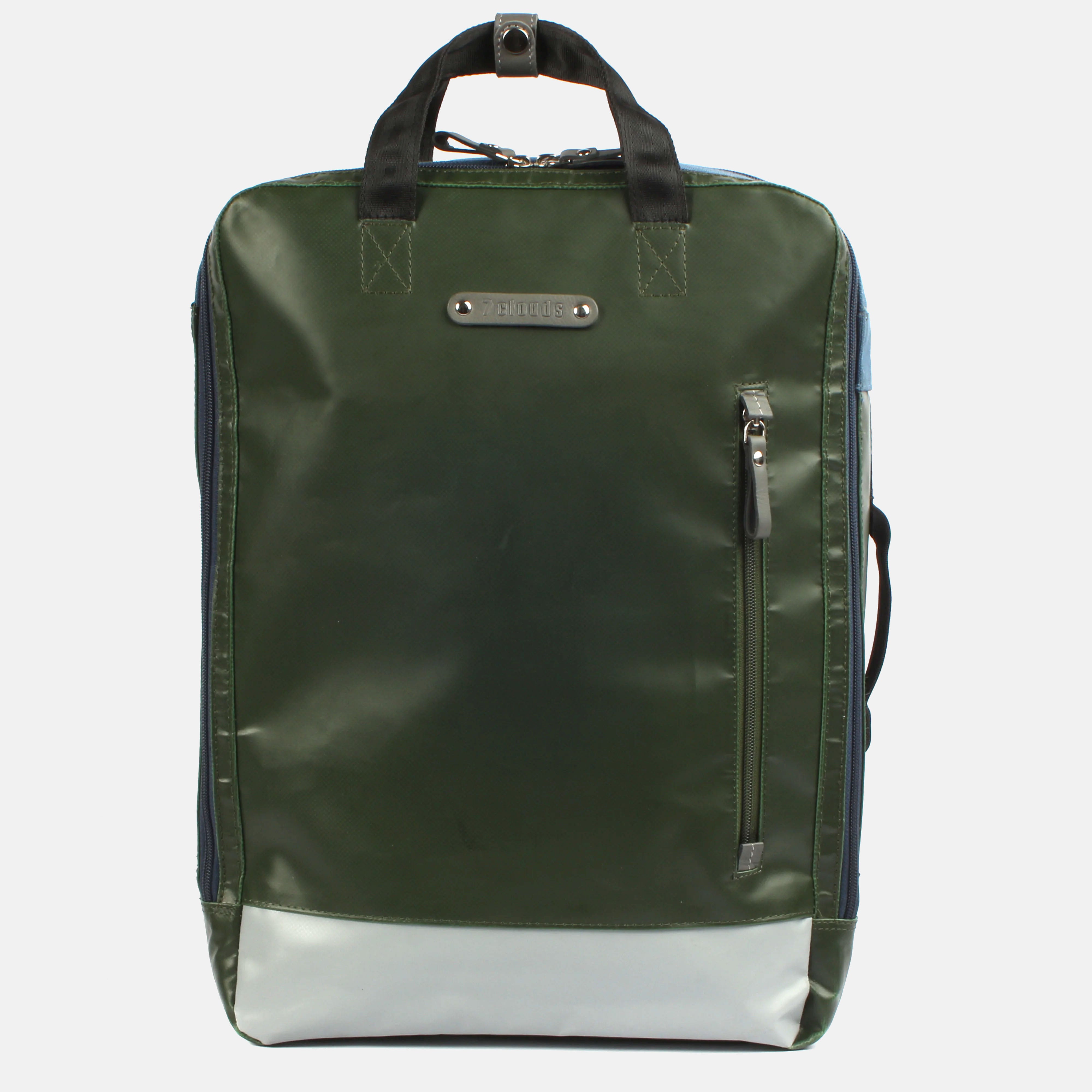 7clouds Agal 7.2M grey-junglegreen-blue laptopbackpack front