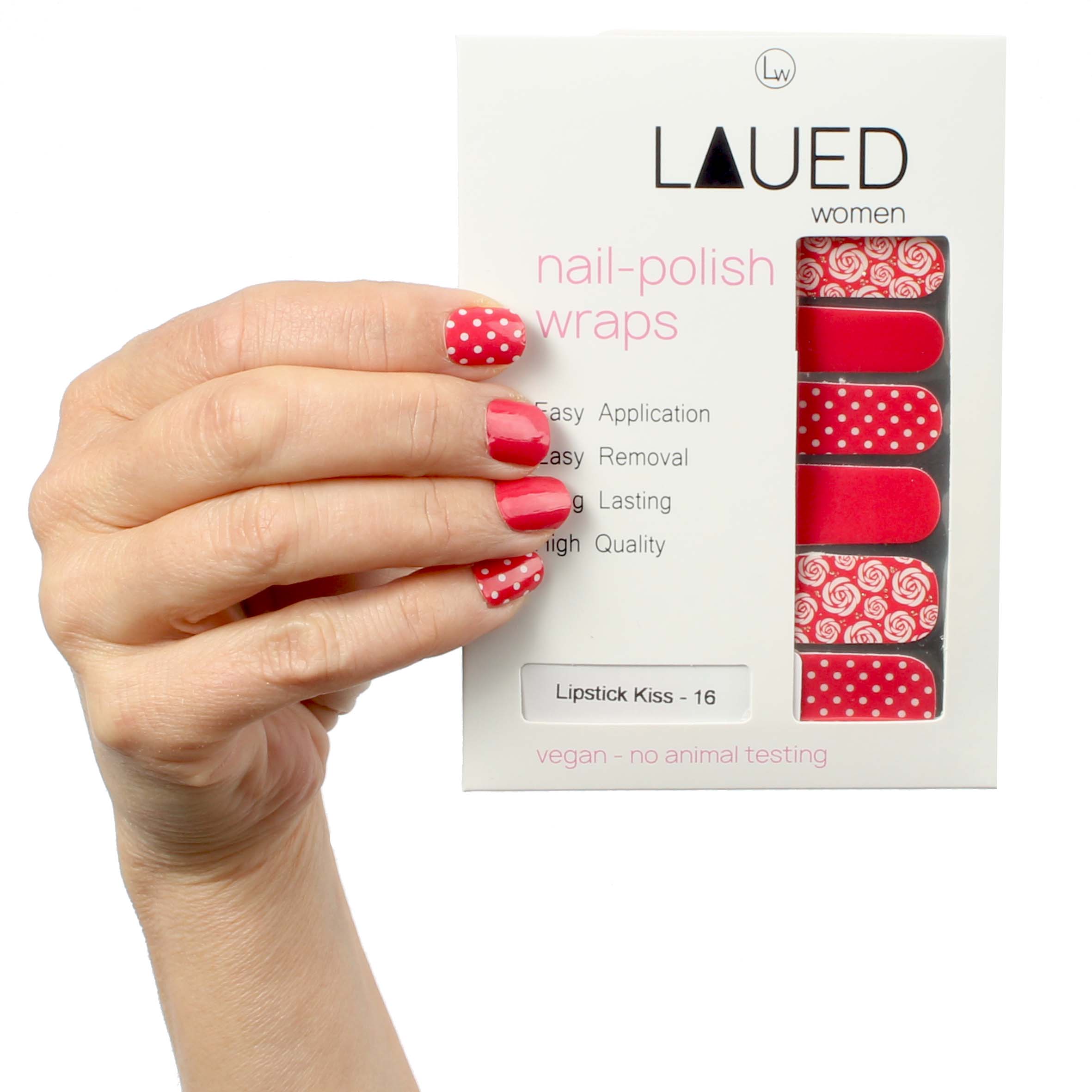 Laued fingernail wraps red lipstick kiss packaging