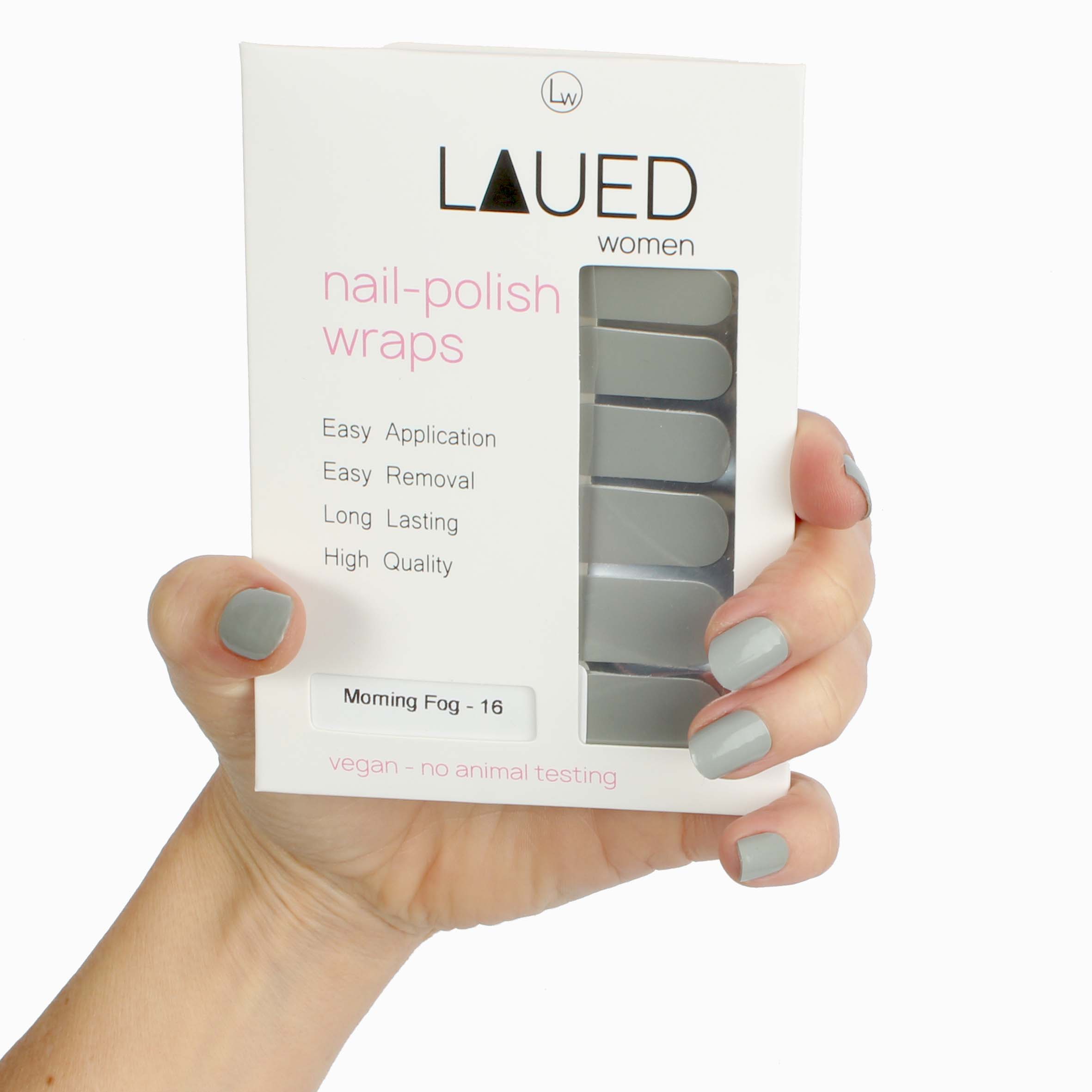 Laued fingernail wraps statement morning fog packaging