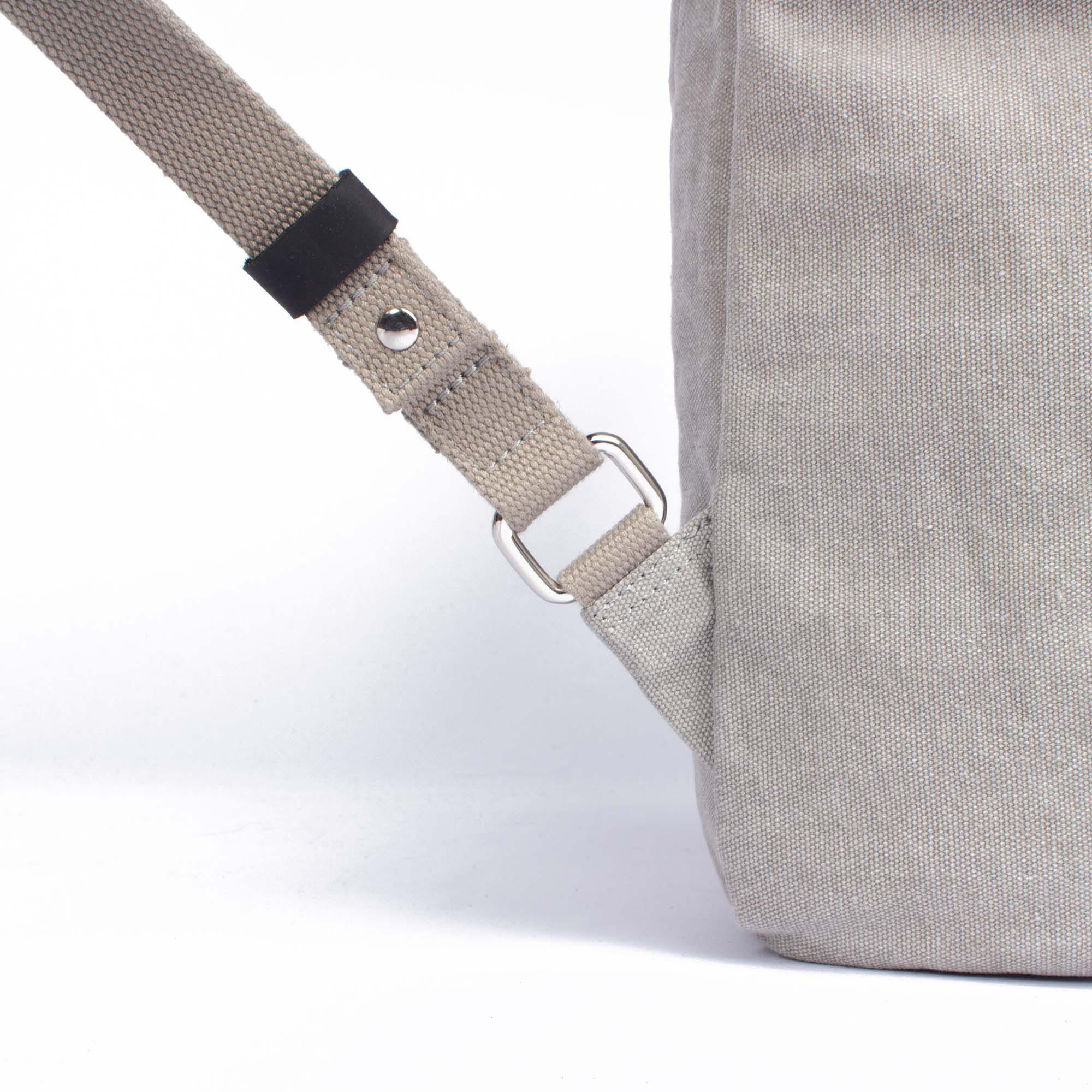 Margelisch Rashmi 1 Canvas grey backpack detail belt