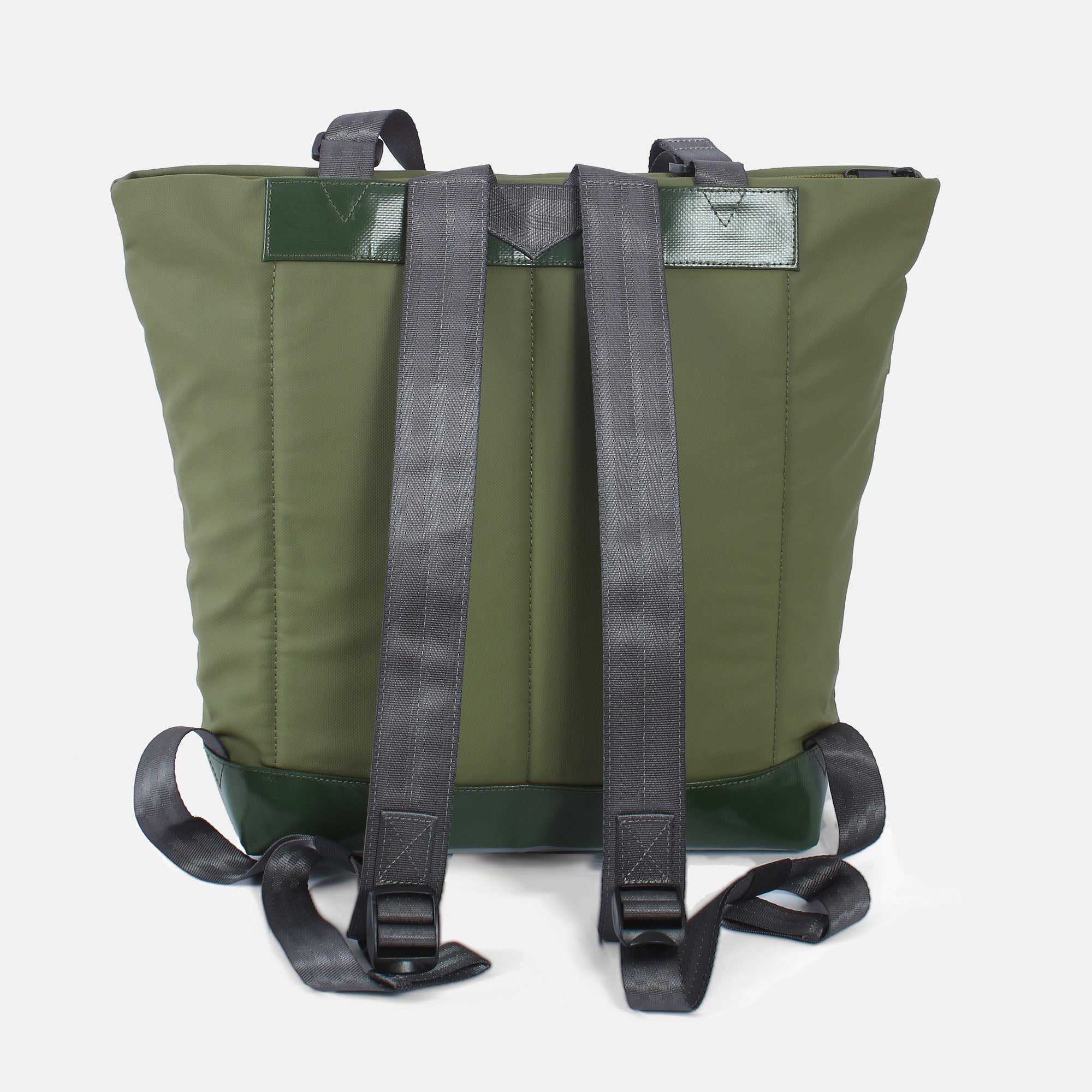 Simse 7.1 shopper-backpack jungle green-mud green  backside