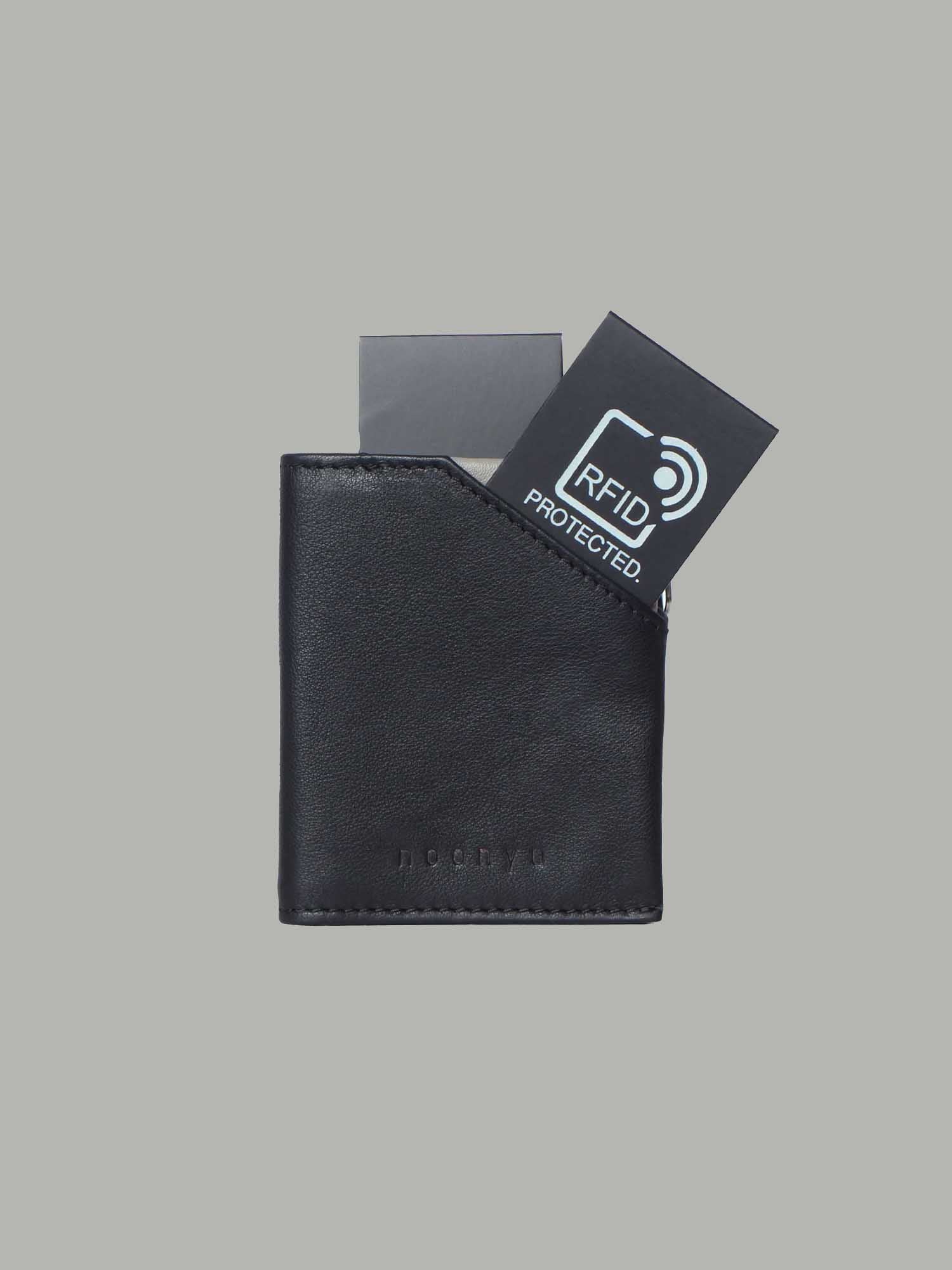 SLIM BOY RFID-Minibörse Leder schwarz-grau Ansicht Front