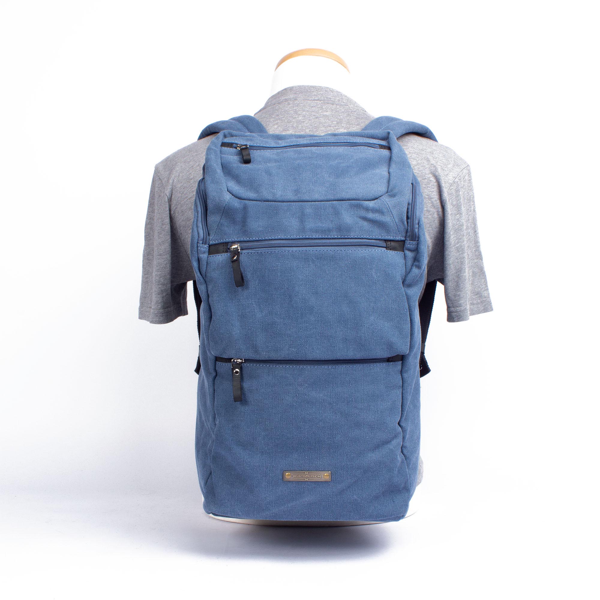 Margelisch Rashmi 1 Canvas denim urbaner Laptoprucksack Rückenansicht