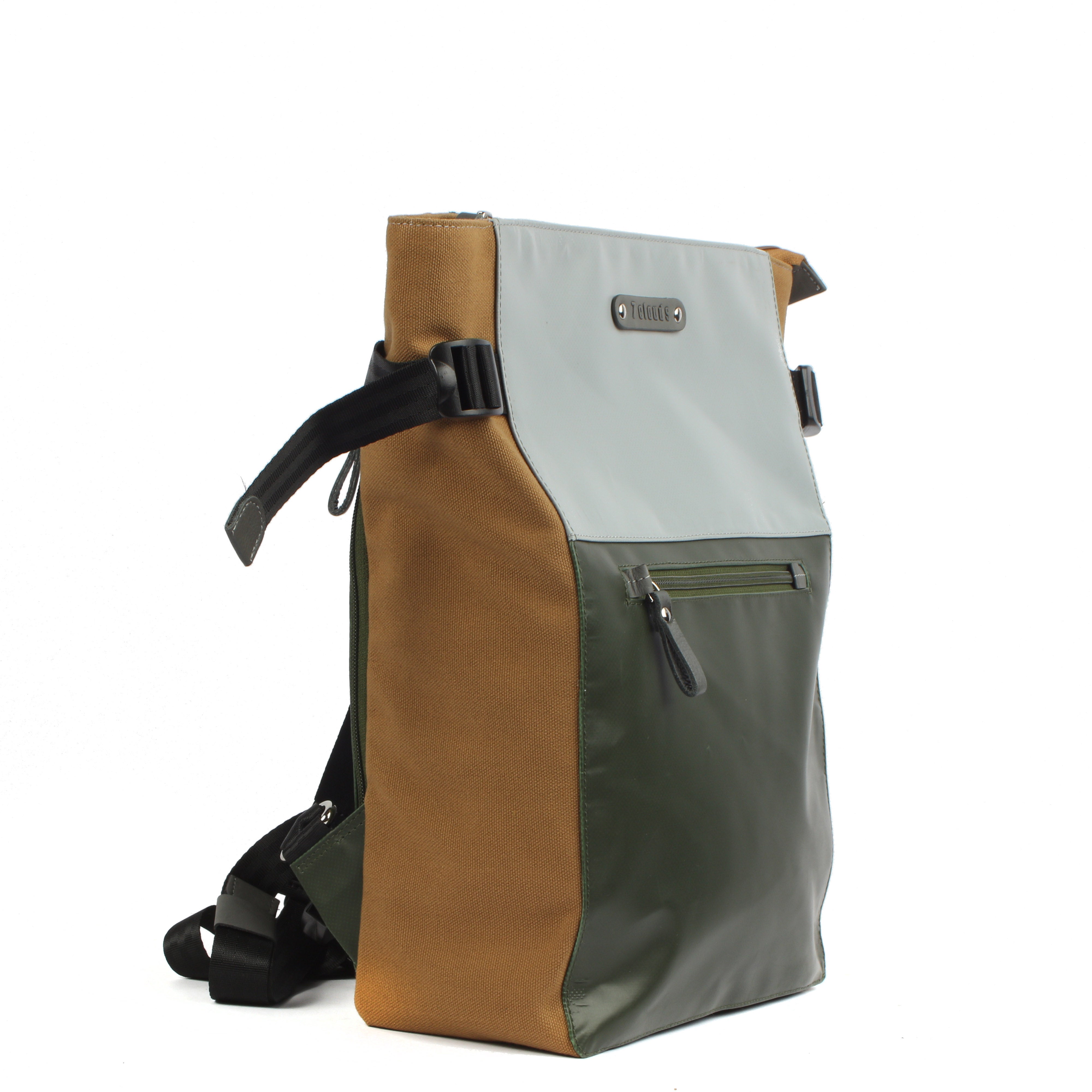 7clouds Belis 7.1 junglegreen-grey-khaki Damen Laptop Designrucksack Seite