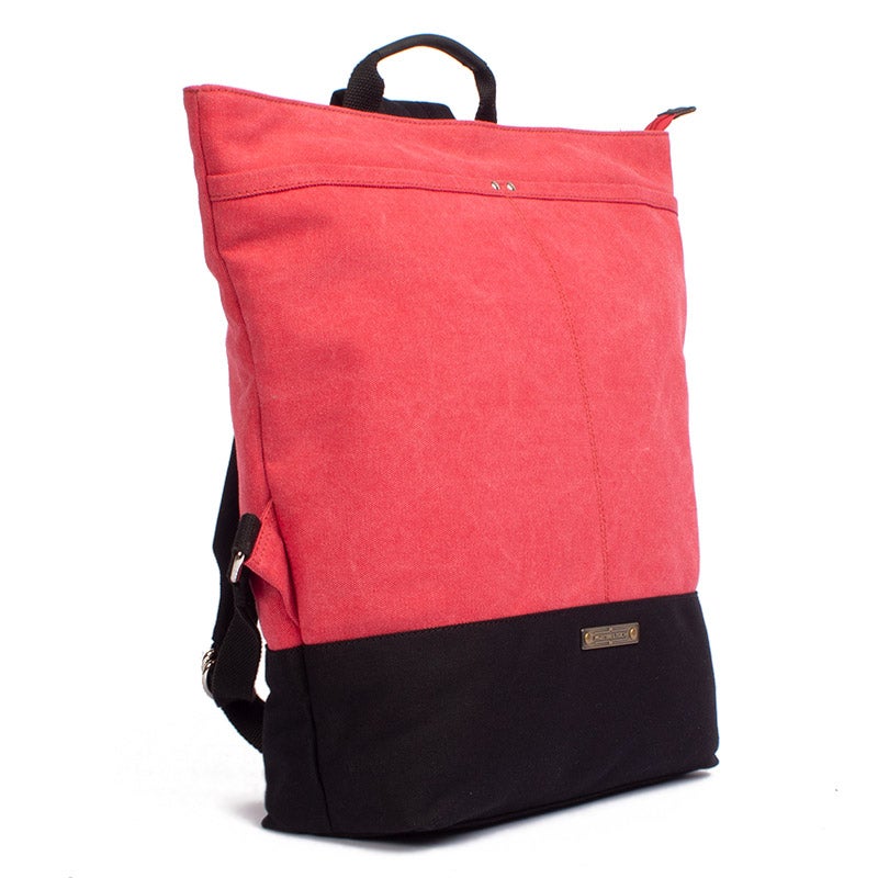 Margelisch Yoko 1 canvas red black lady shopper backpack sideview