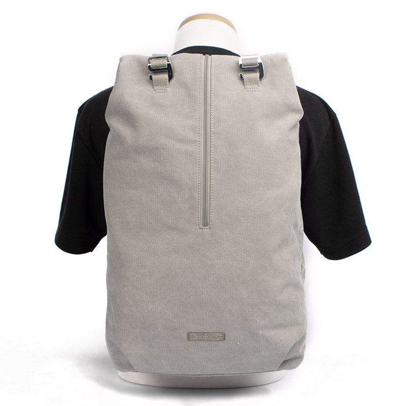 Margelisch Nemin 1 canvas grey frontview sustainable rolltopbackpack