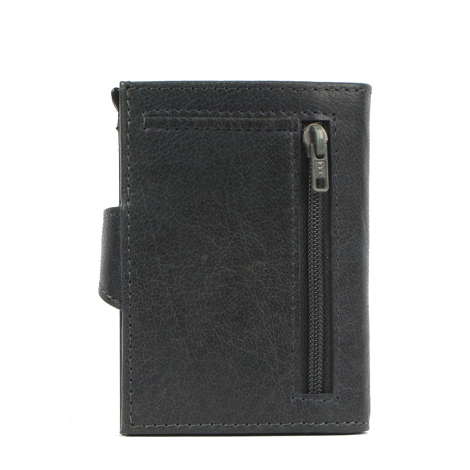 noonyu double leather RFID Börse steelblue back