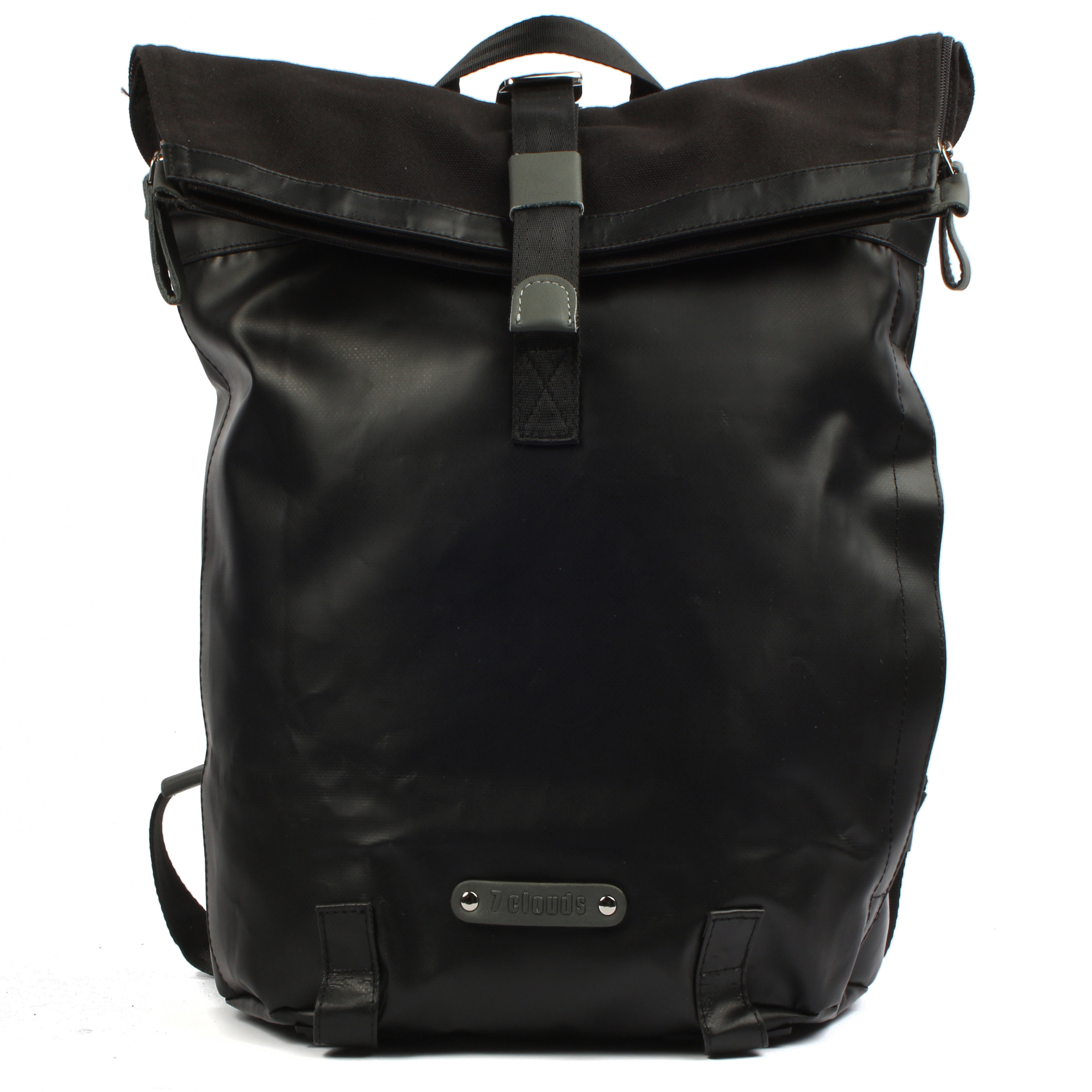 7clouds Sowe 7.4 black-nachhaltiger Fold-Top Laptoprucksack für Büro und Studenten-Front