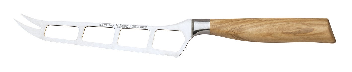 Burgvogel Käsemesser mit Gabelspitze, Klinge 14 cm Griff Oliva Line