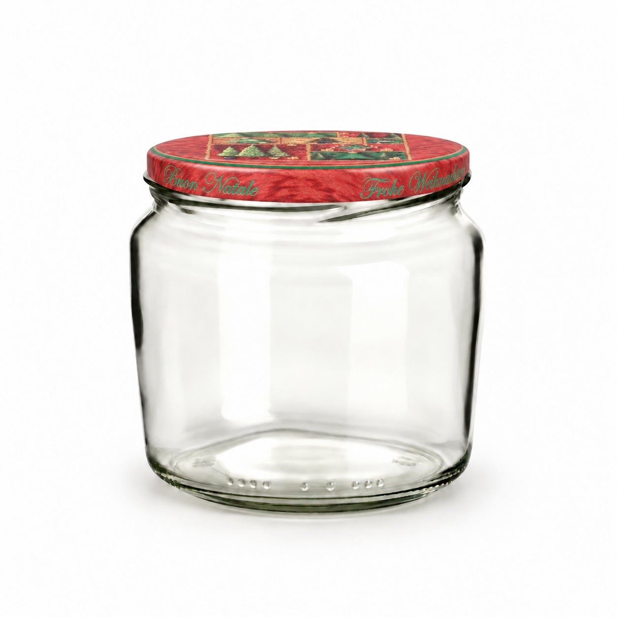 Leeres 360-ml-Glas mit Tanne rot-grün