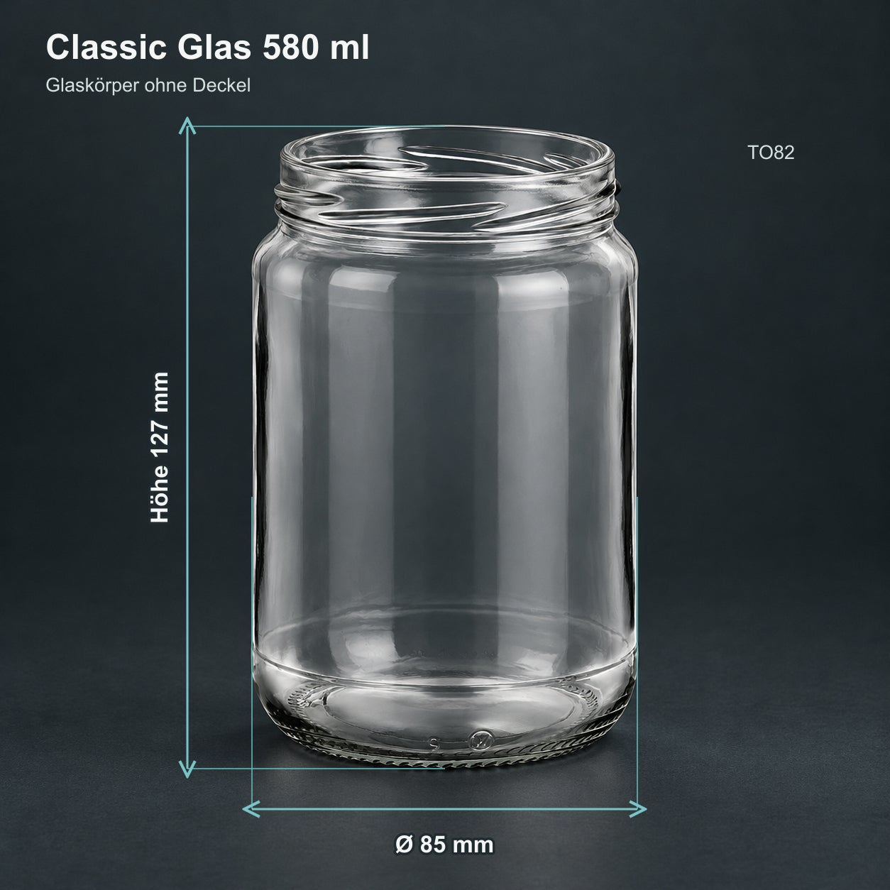 Glas mit Weihnachtsmotivdeckel – Winter580, Glasgefäß, Transparentes Glas, Schraubverschluss, 580 ml, Ohne Deckel