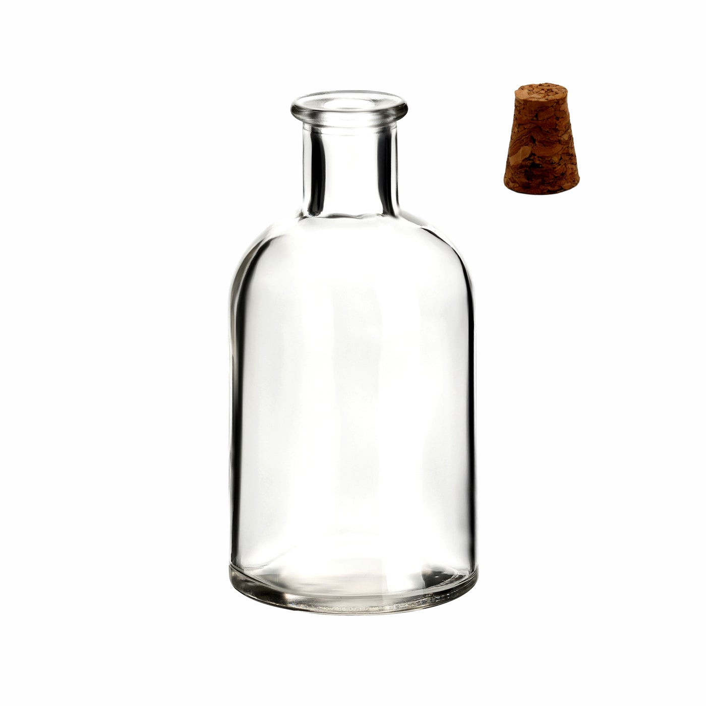 100 ml Apothekerflasche rund mit Spitzkorken aus Presskork 100 ml Apothekerflasche rund mit Spitzkorken aus Presskork