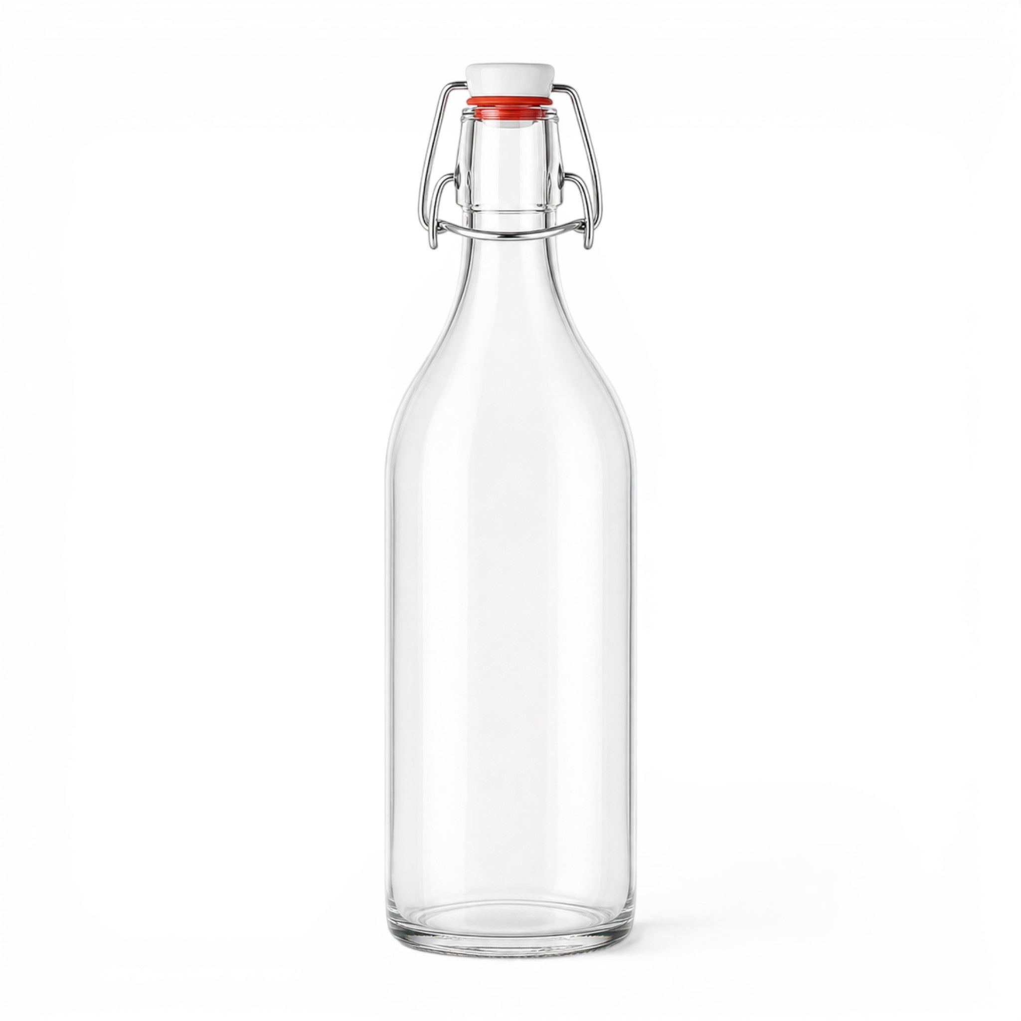 gl bottle, glass bottle, spark stopper, clear glass, flip top