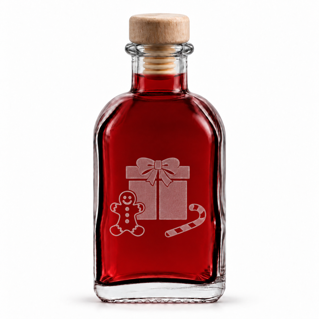 ApothekerQuadrat100 ml · Geschenk · Motivauswahl und Lieferumfang, Flasche, Rot, Korken, Glas, Geschenkidee