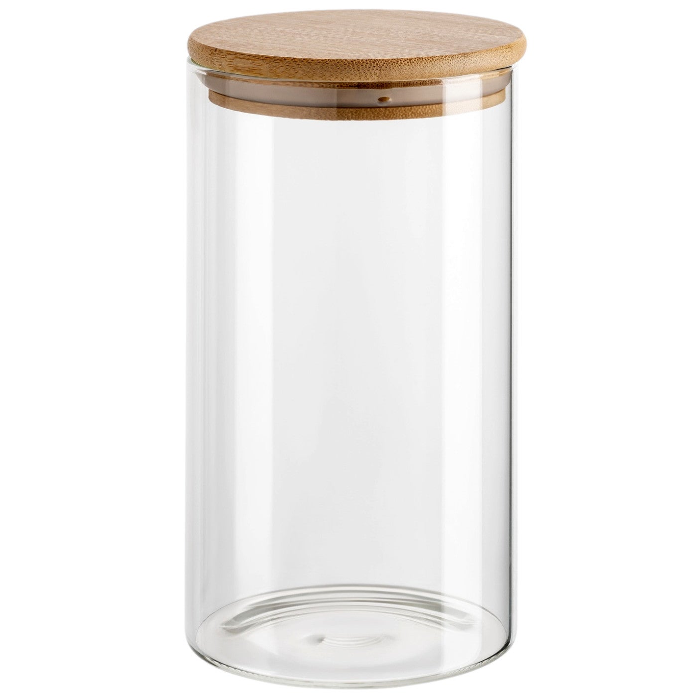 1400 ml Borosilikatglas Rund mit Bambusdeckel 1400 ml Borosilikatglas Rund mit Bambusdeckel