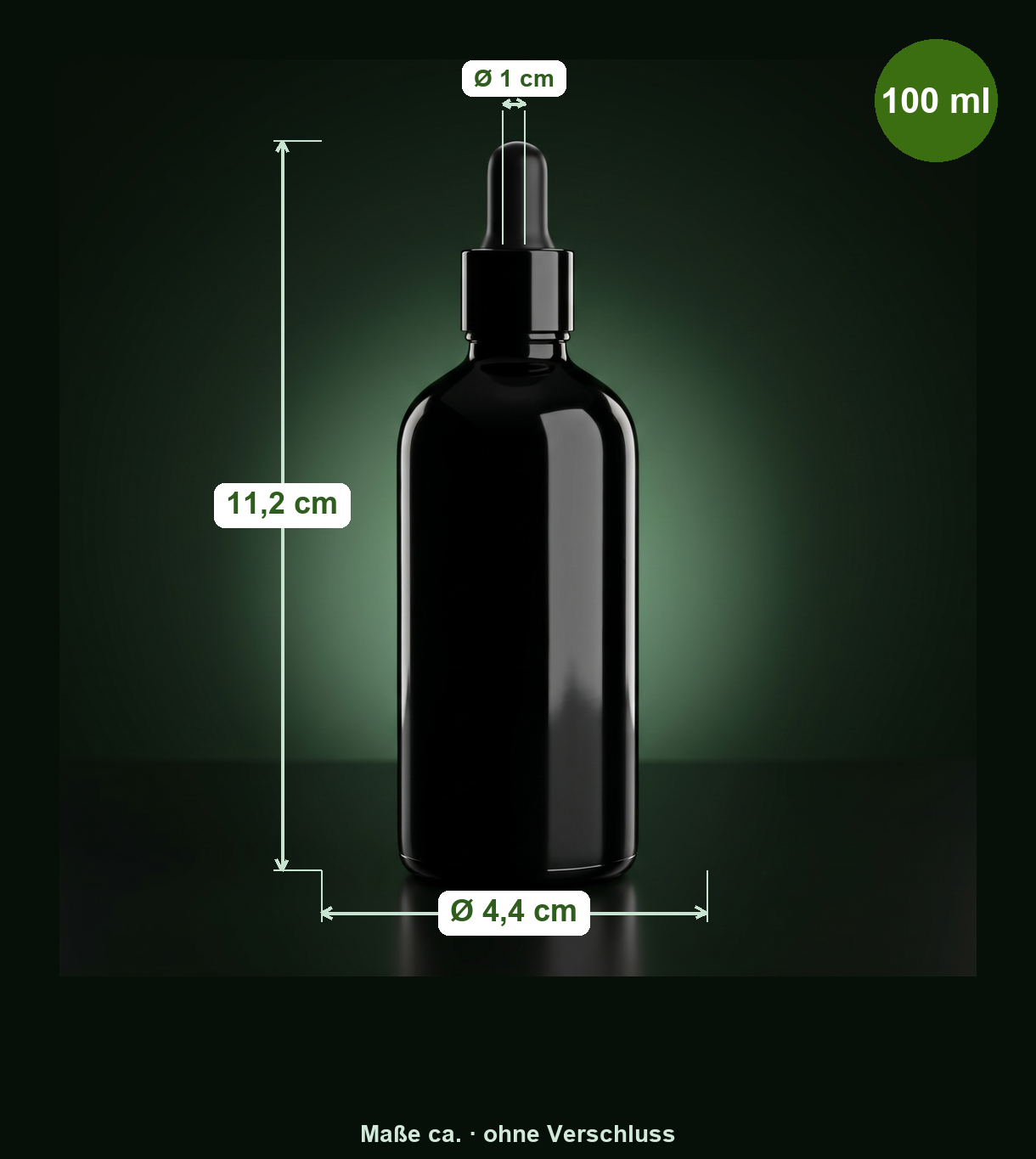 glasflasche, pipette, schwarze flasche, 100 ml, messung