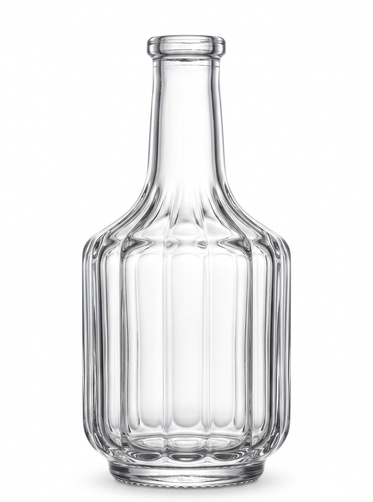 glasflasche, glasflasche, transparente flasche, gerippte flasche, schlanker hals flasche