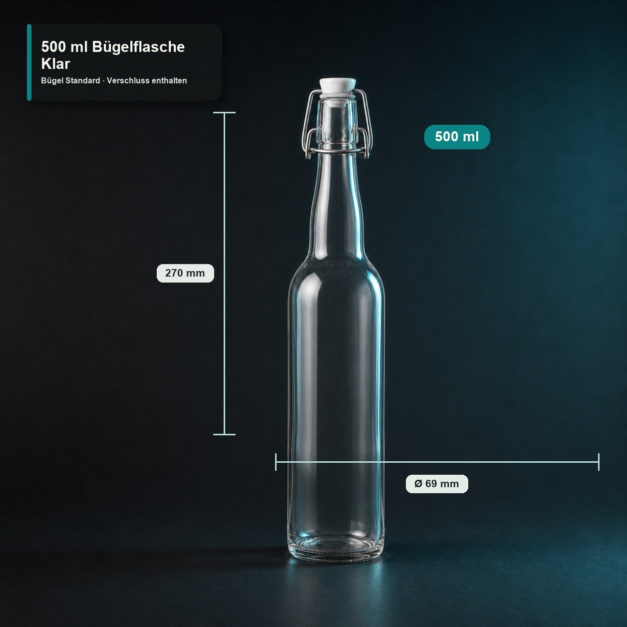 500 ml Bügelflasche Klar - MASSE