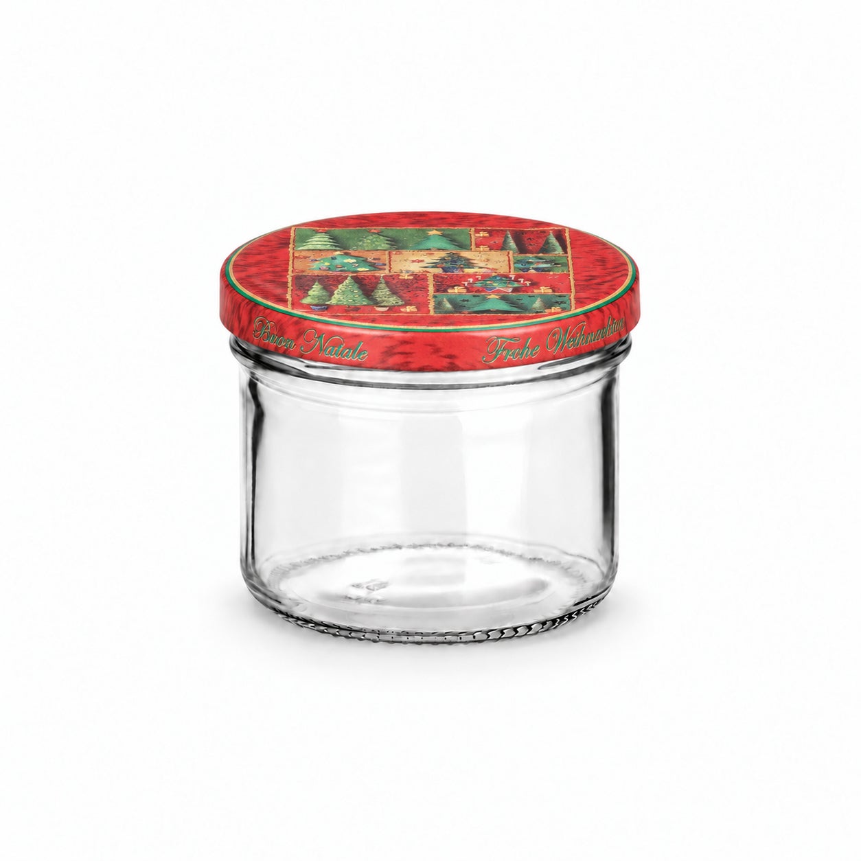 Leeres 230-ml-Glas mit Tanne rot-grün