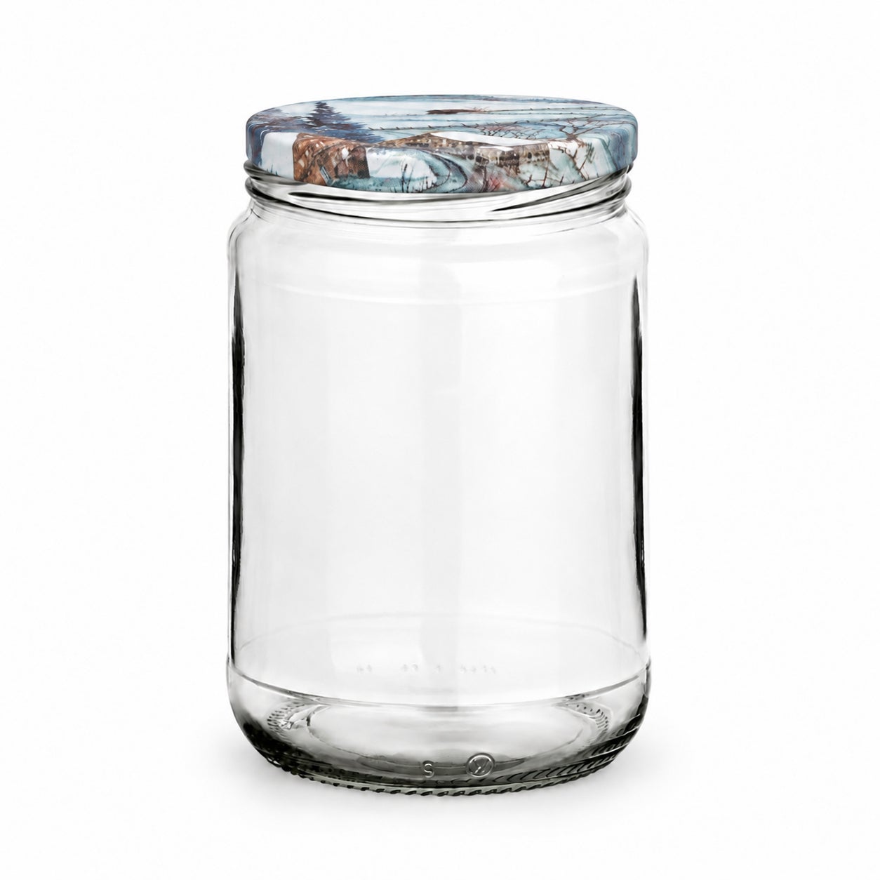 Leeres 580-ml-Glas mit Winterlandschaft