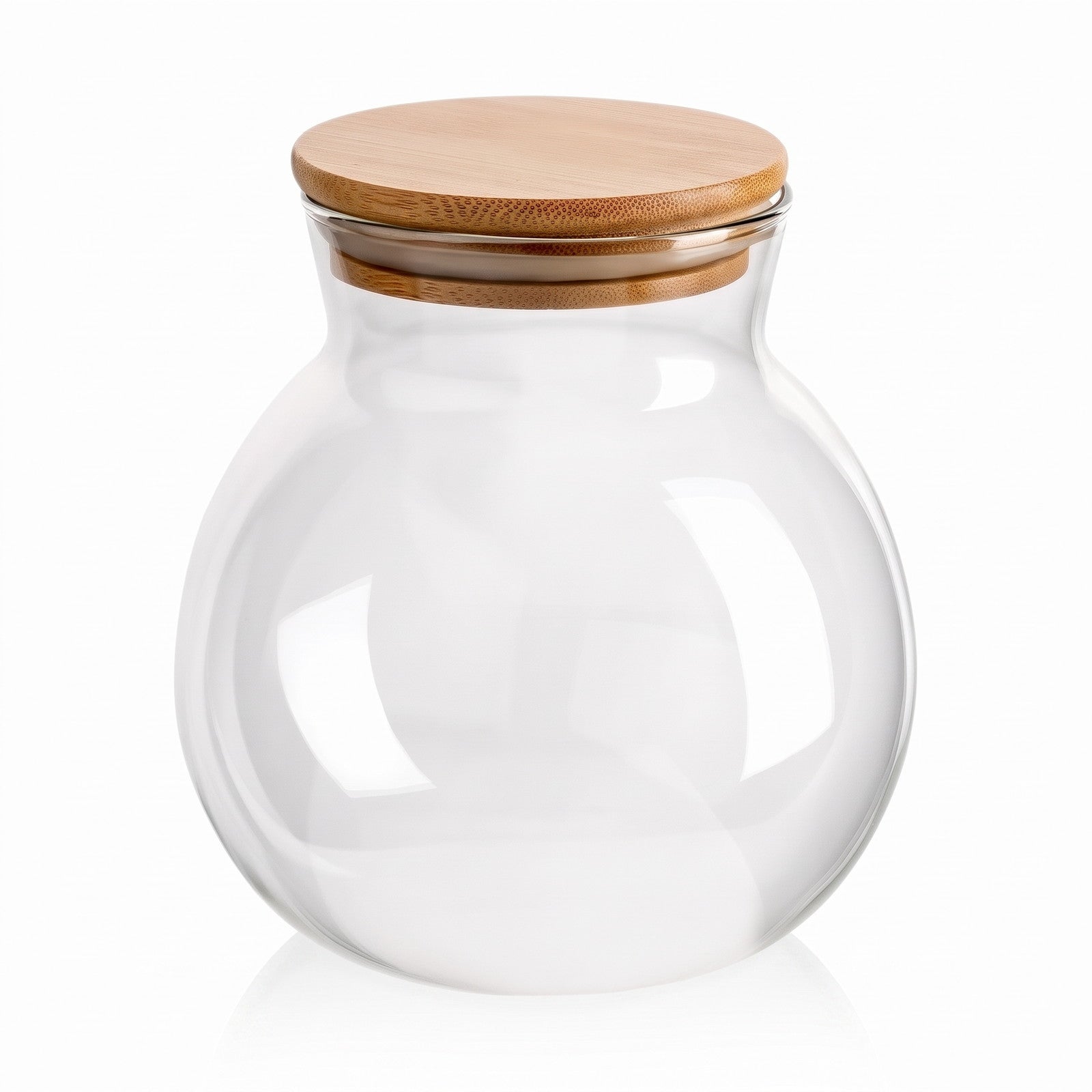 Glasvorratsbehälter, Glasbehälter, Vorratsglas, Holzdeckel, Glass Jar