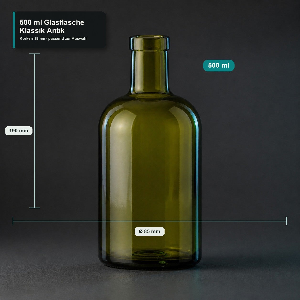 500 ml Glasflasche Klassik Antik - MASSE