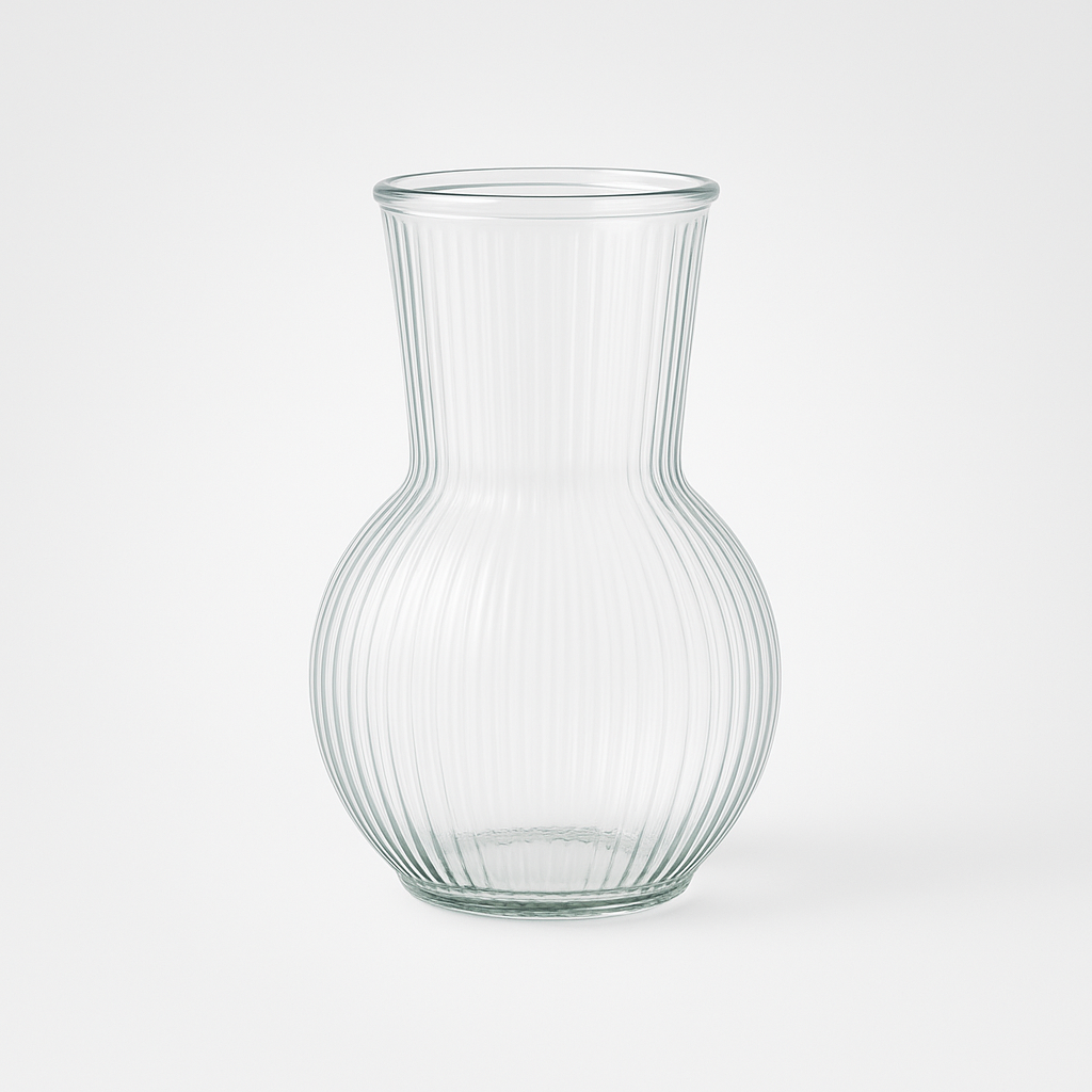 Vase, Glasvase, Rippenstruktur, Transparent, Wohnkultur