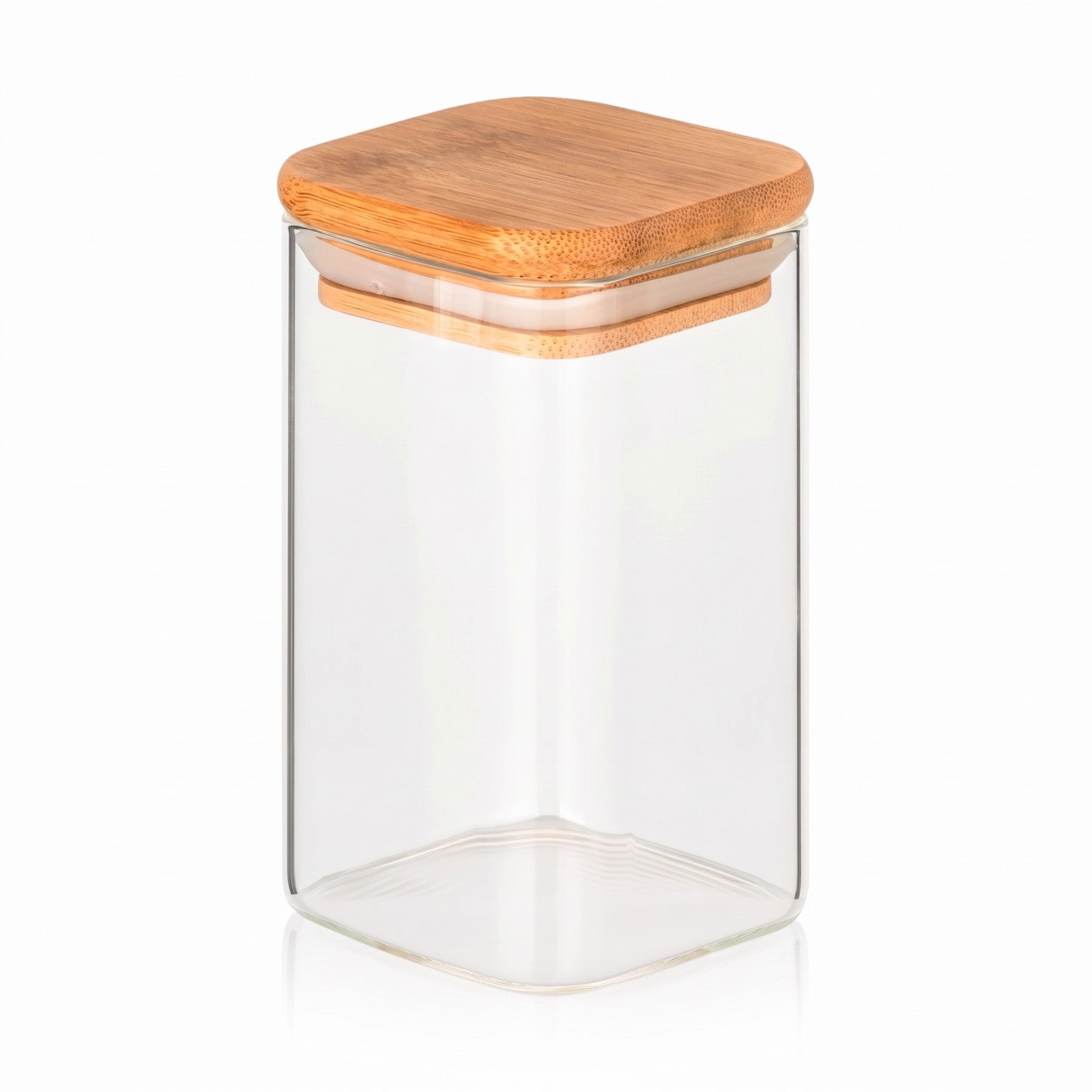 glasbehälter, gewürzbehälter, holzdeckel, transparent, küchenaufbewahrung