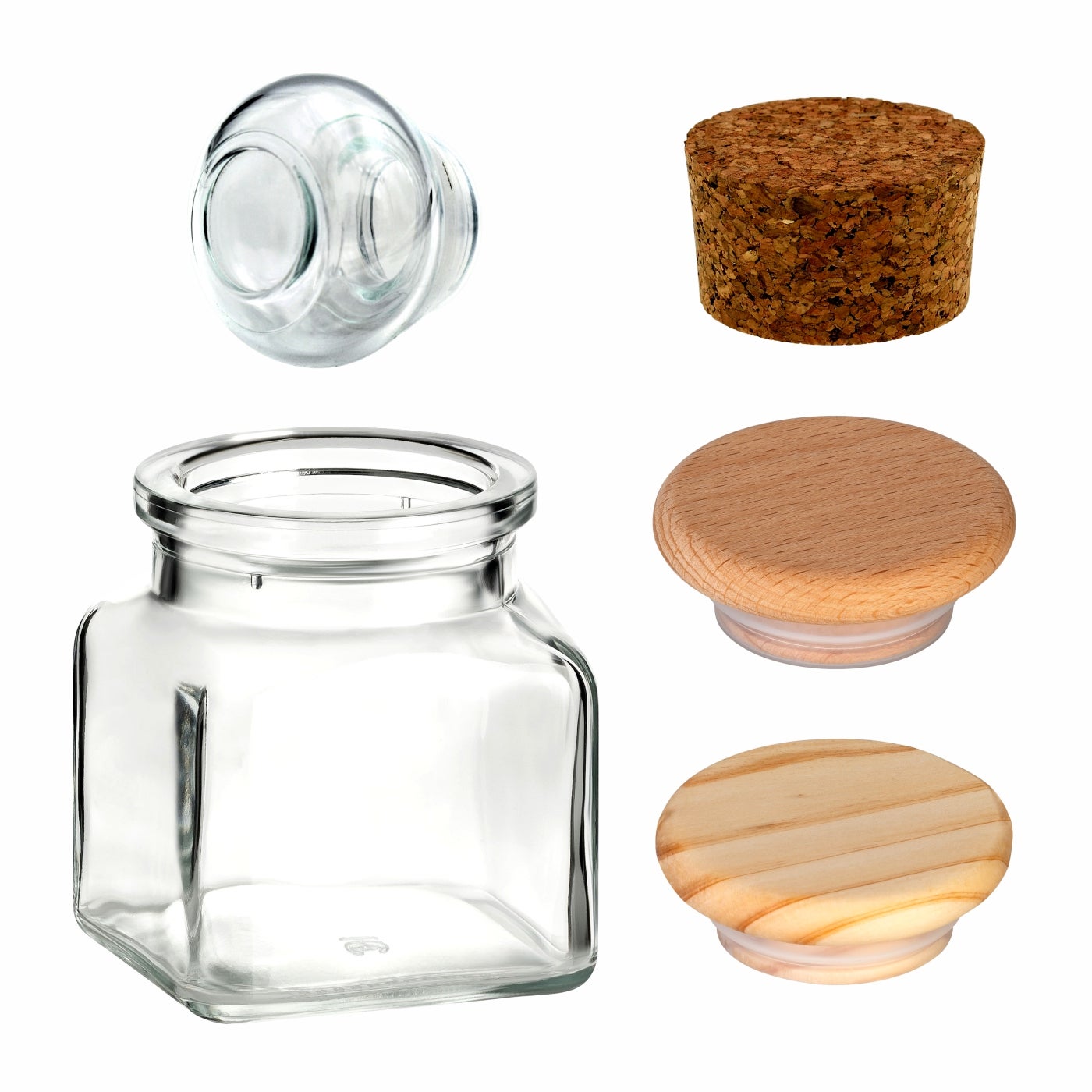 120 ml Korkenglas Eckig Flach - 6 Varianten wählbar 120 ml Korkenglas Eckig Flach - 6 Varianten wählbar