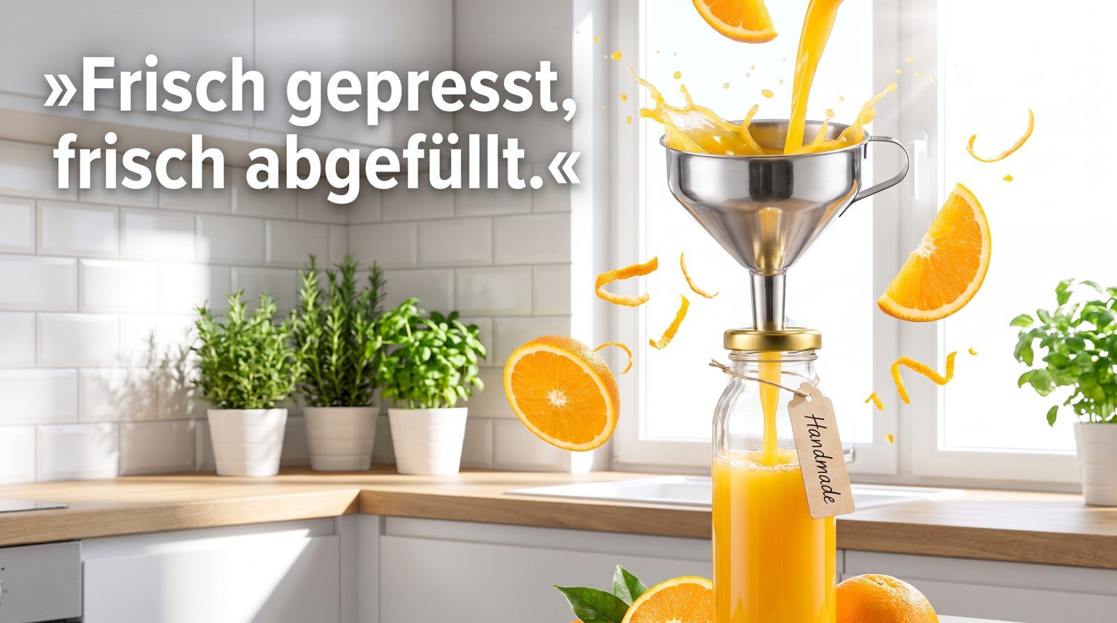 Saftflaschen – Frisch gepresst, frisch abgefüllt.