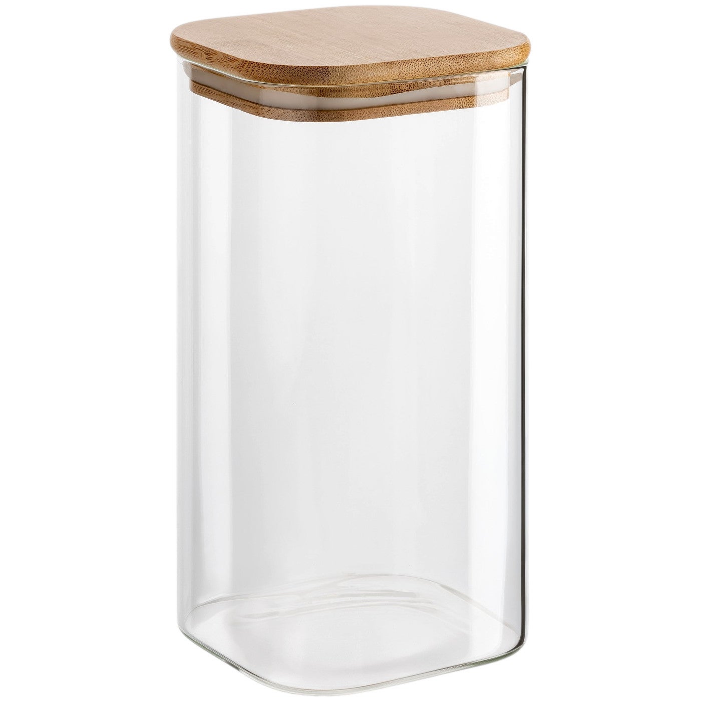 1500 ml Borosilikatglas Quadrat mit Bambusdeckel