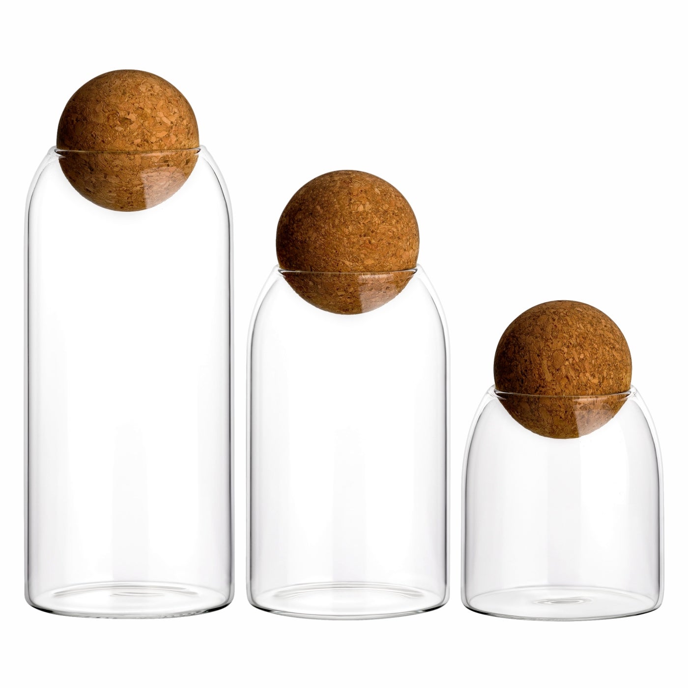 400 ml/650 ml/900 ml Set Borosilikat rund mit Kugelkorken 400 ml/650 ml/900 ml Set Borosilikat rund mit Kugelkorken
