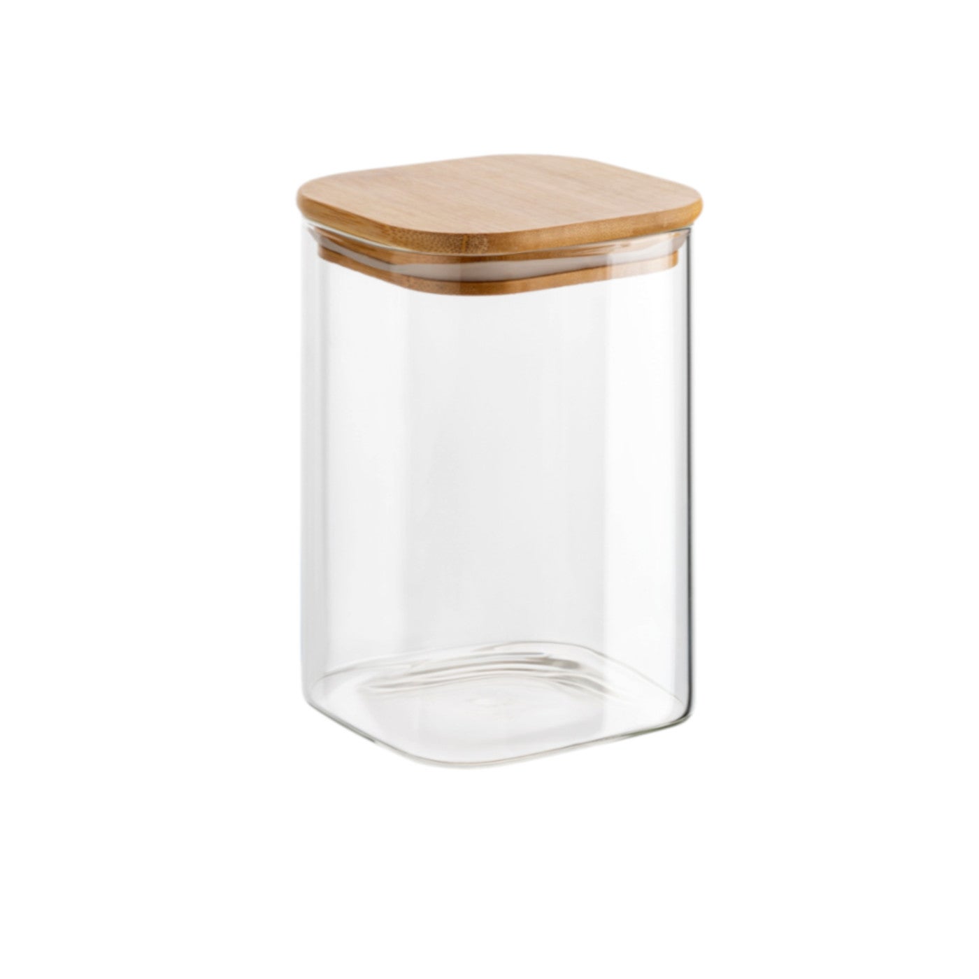 Borosilikatglas 500 ml eckig – mit Bambusdeckel