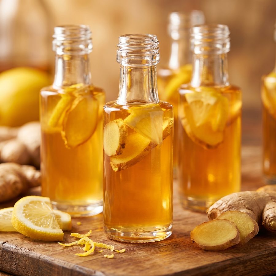 Ingwersirup in Mini-Flaschen