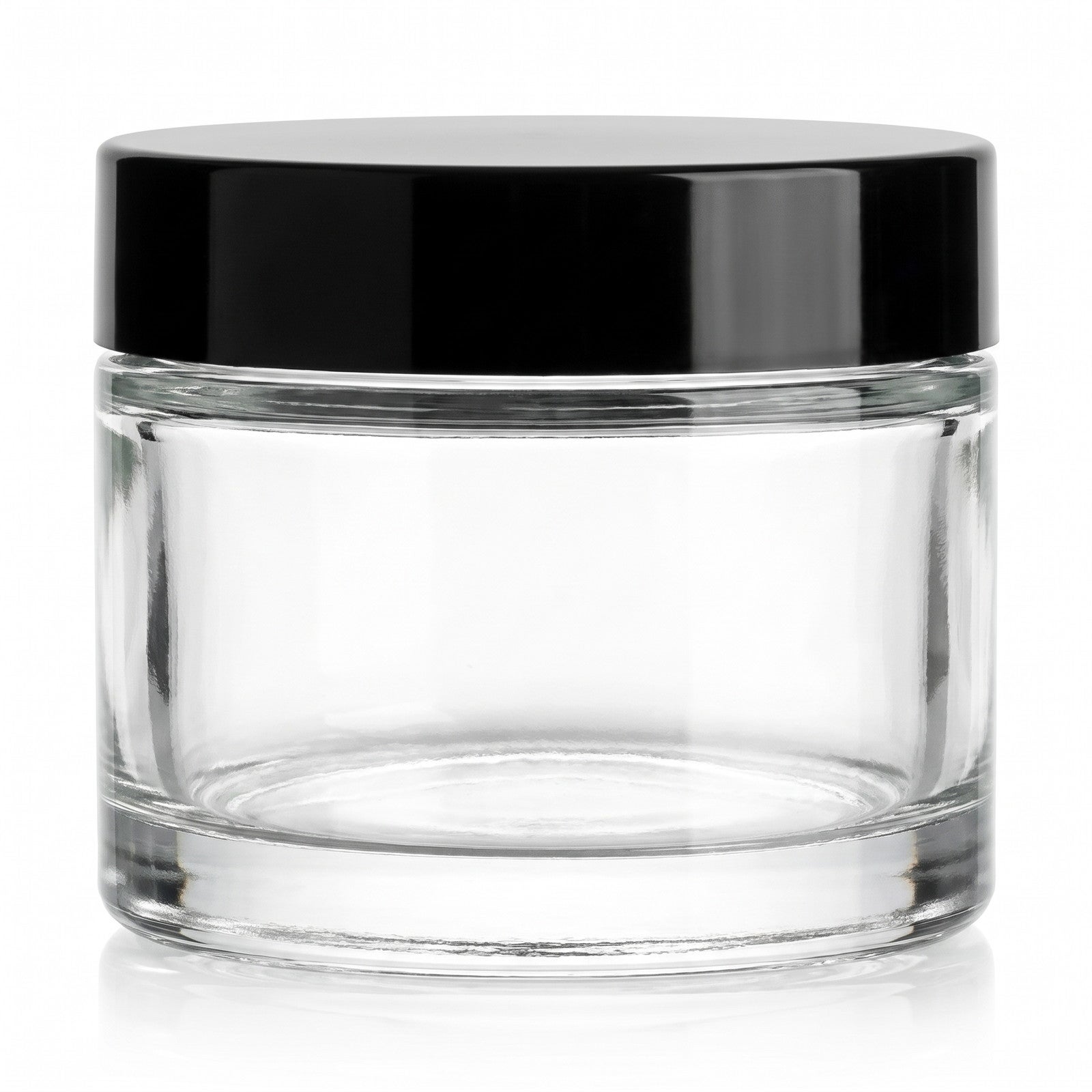Glass jar, Leeres Gefäß, Kosmetikbehälter, Klares Glas, Schwarzer Deckel
