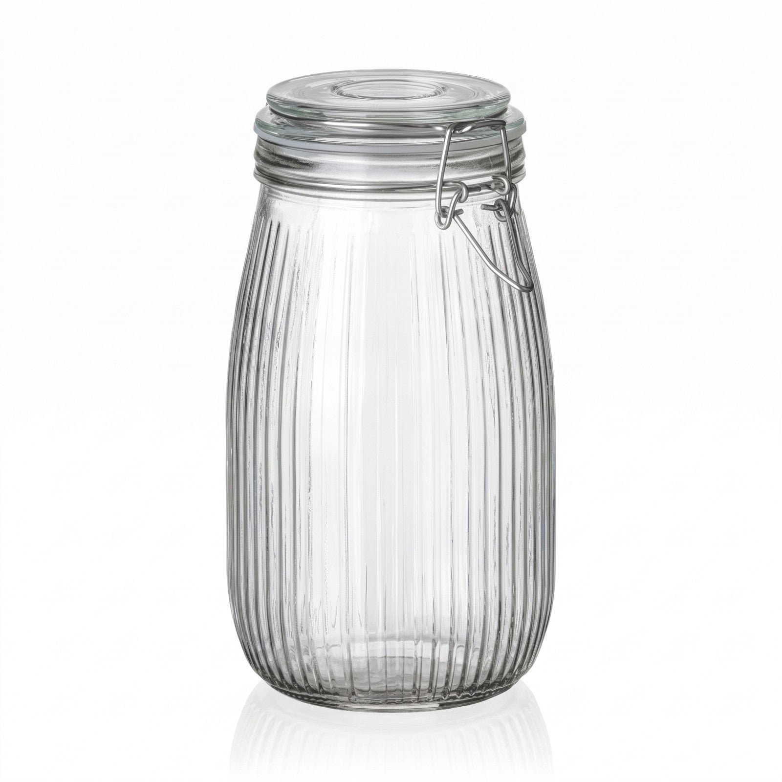 Glasflasche, Schraubverschluss, Glasbehälter, rippiges Muster, Klammerverschluss