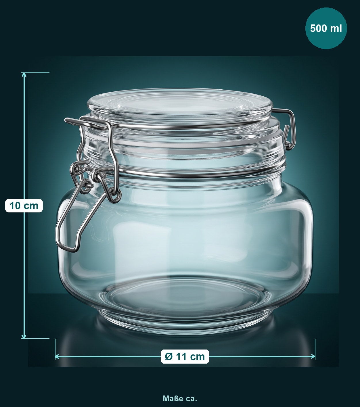 Bügelglas 500 ml eckig – mit Bügelverschluss