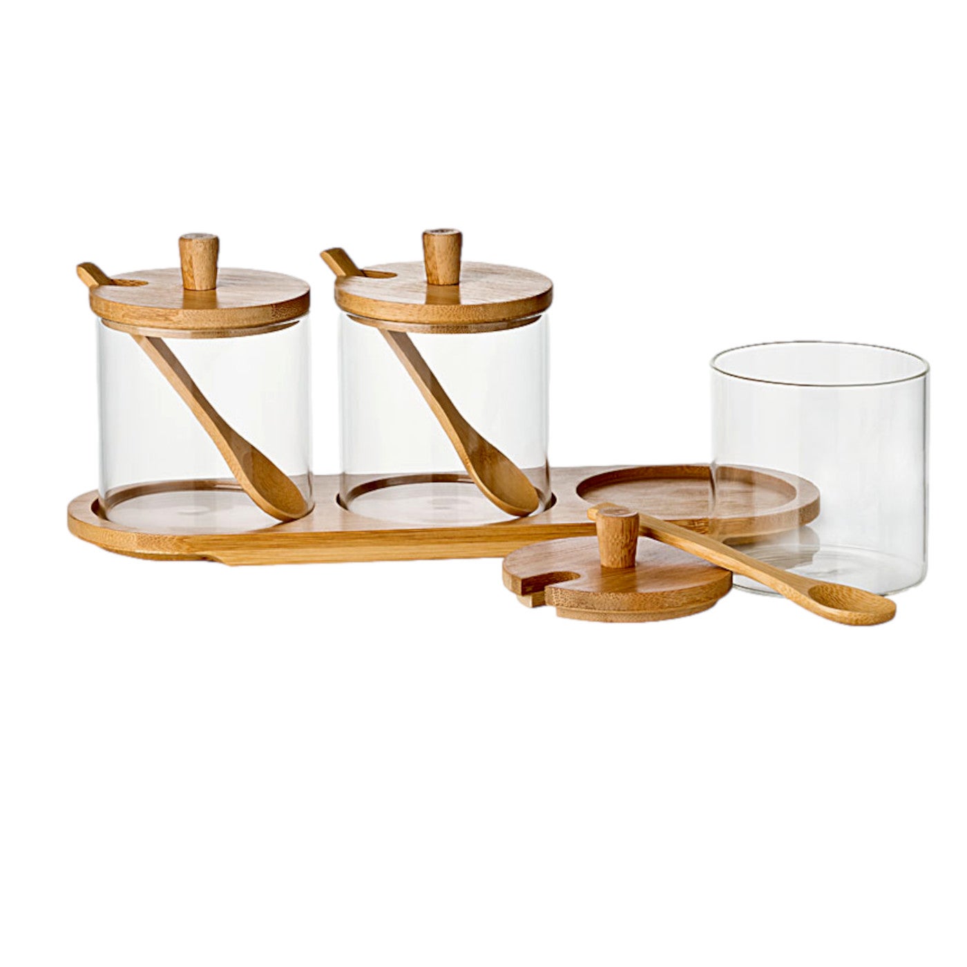 300 ml Borosilikatglas 3er Set mit Löffel und Tablett 300 ml Borosilikatglas 3er Set mit Löffel und Tablett