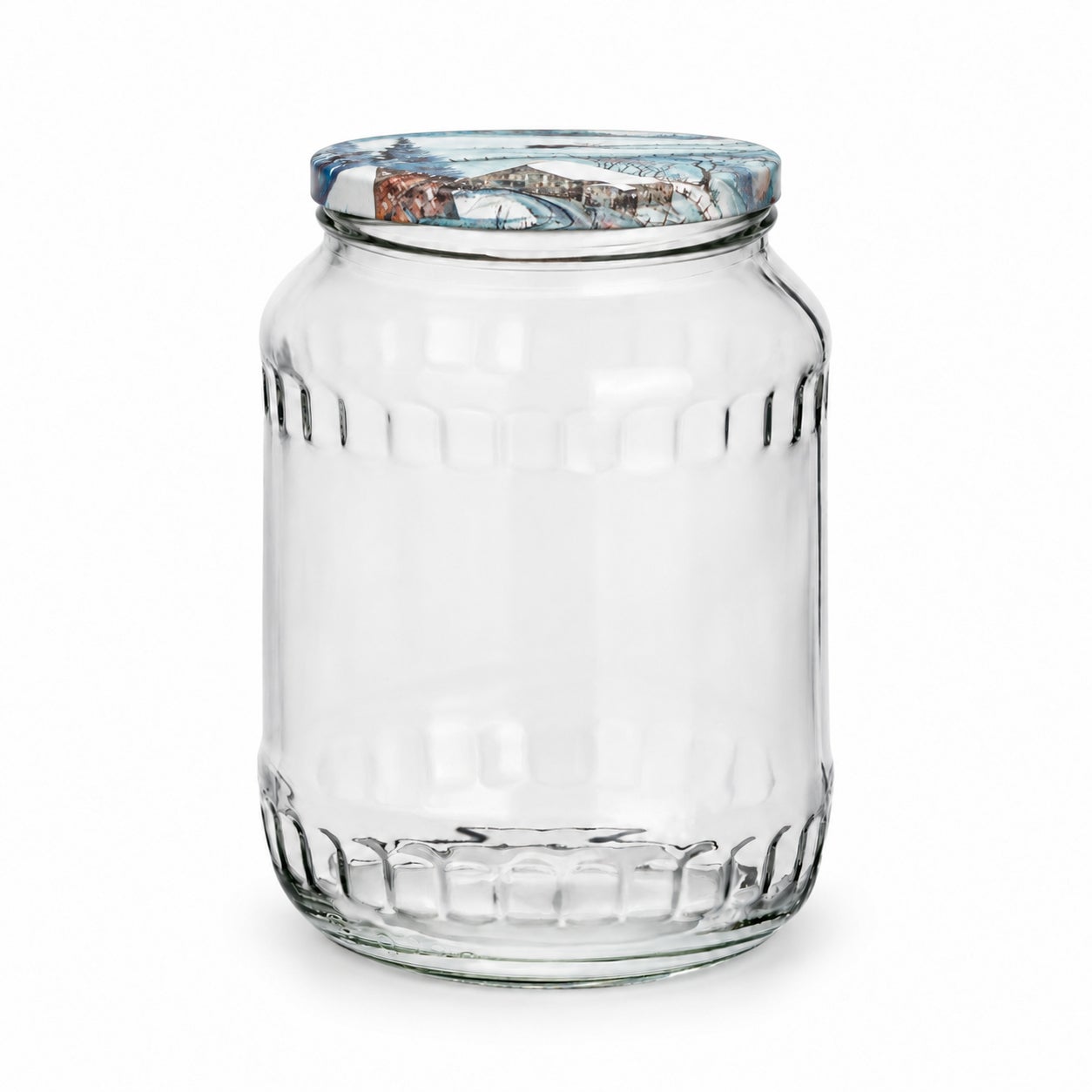 Leeres 720-ml-Glas mit Winterlandschaft