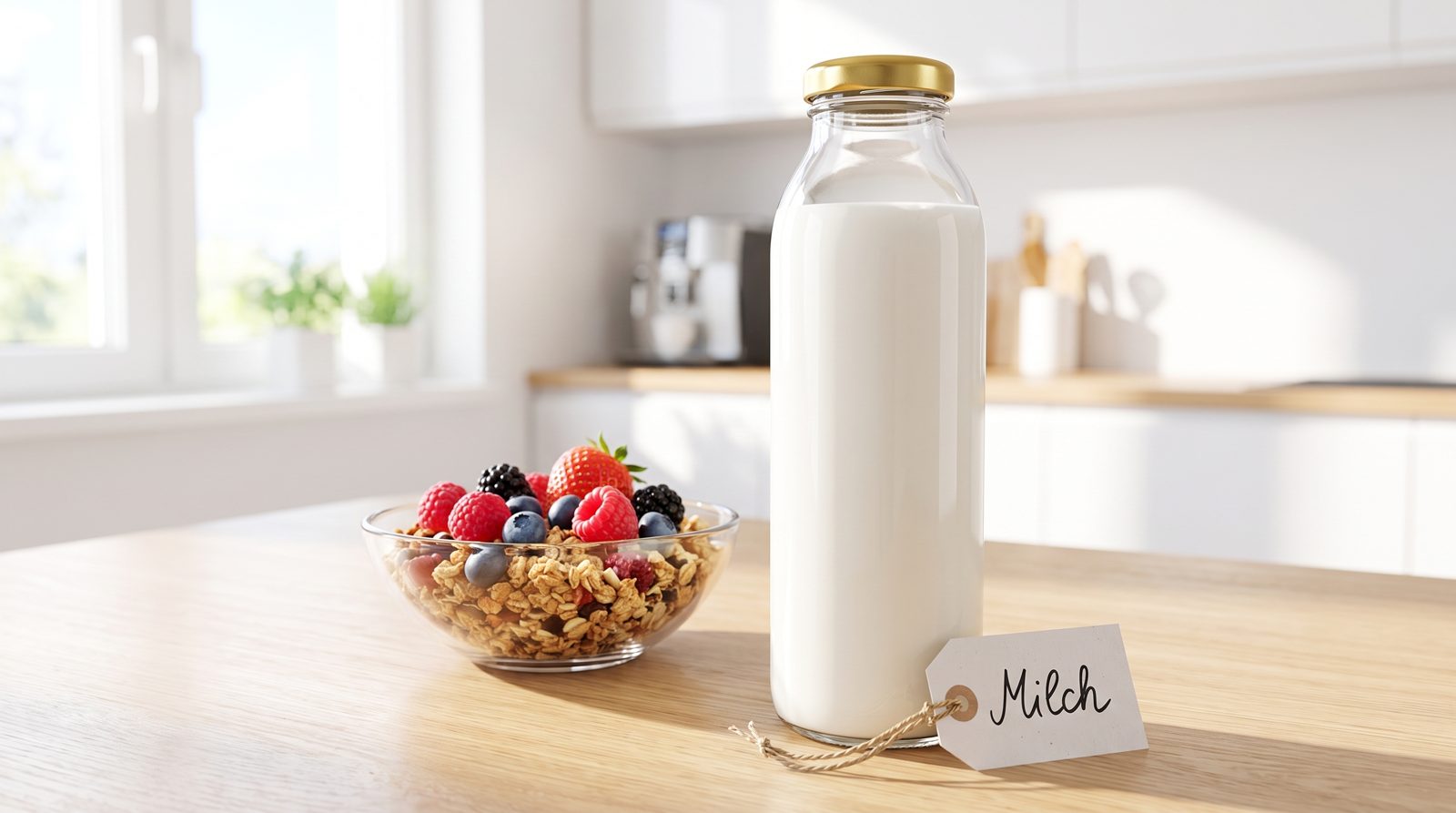 Milchflaschen von Flaschendiscount in der Anwendung
