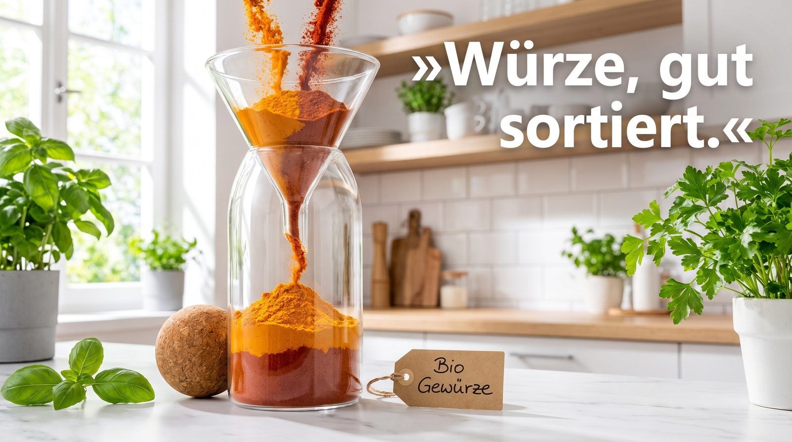 Gewürzgläser – Würze, gut sortiert.